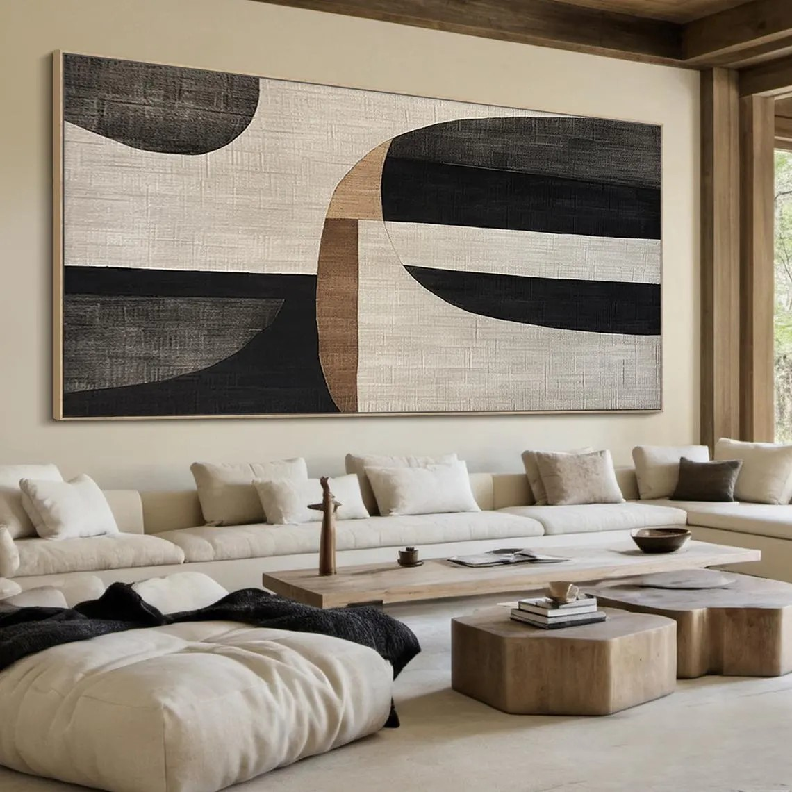 Modern Abstract Canvas Art – Neutral Geometric Wall Decor #MMA 187
