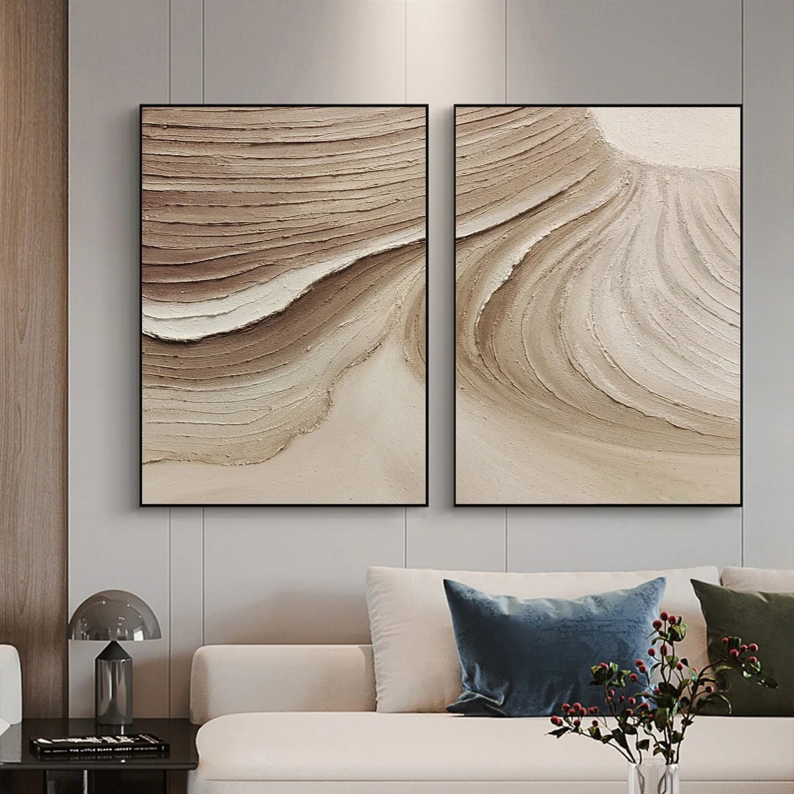 Wabi-Sabi Textured Canvas Neutral Wall Art Set of 2