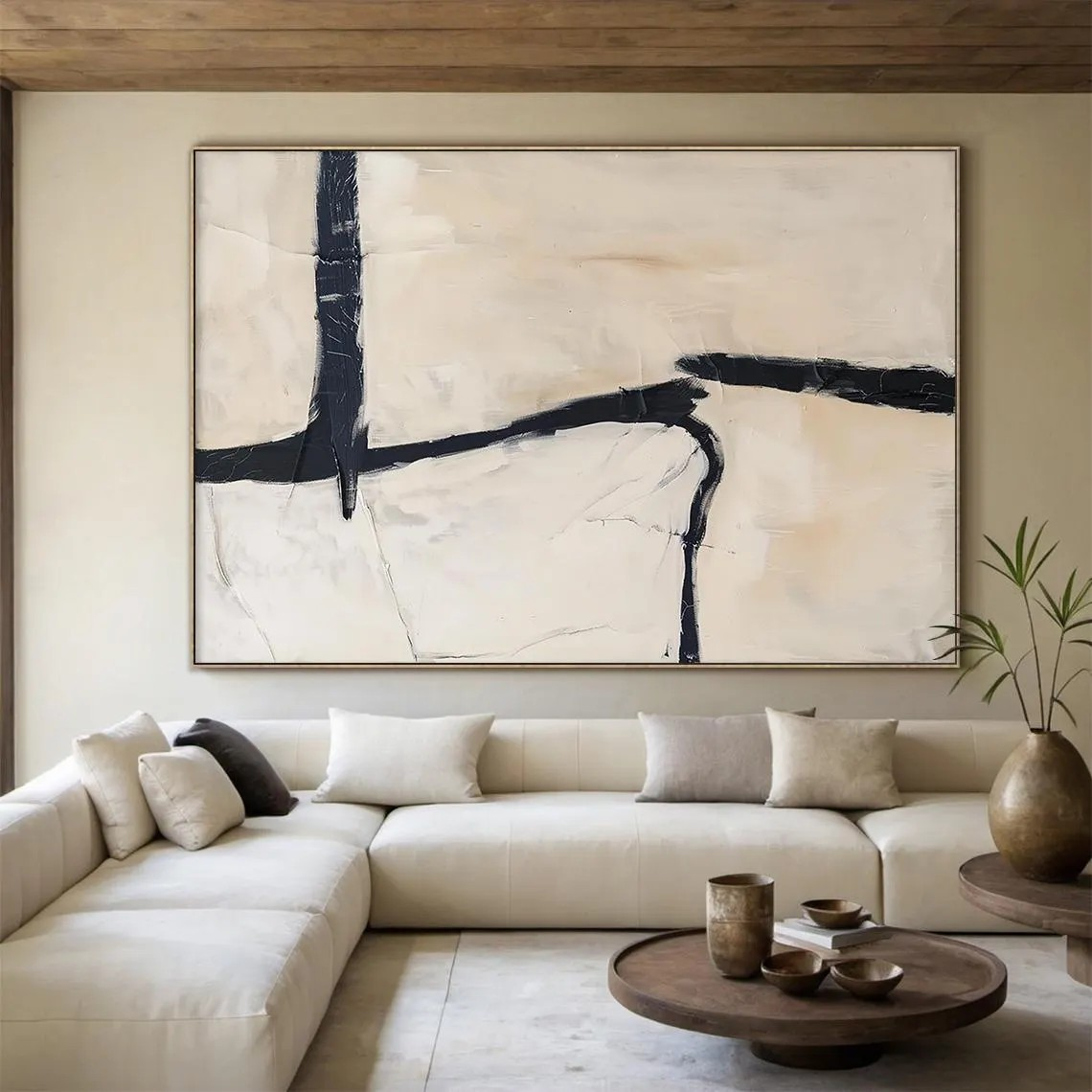 Neutral Tone Abstract Painting - Minimalist Wall Decor Art #AP 110