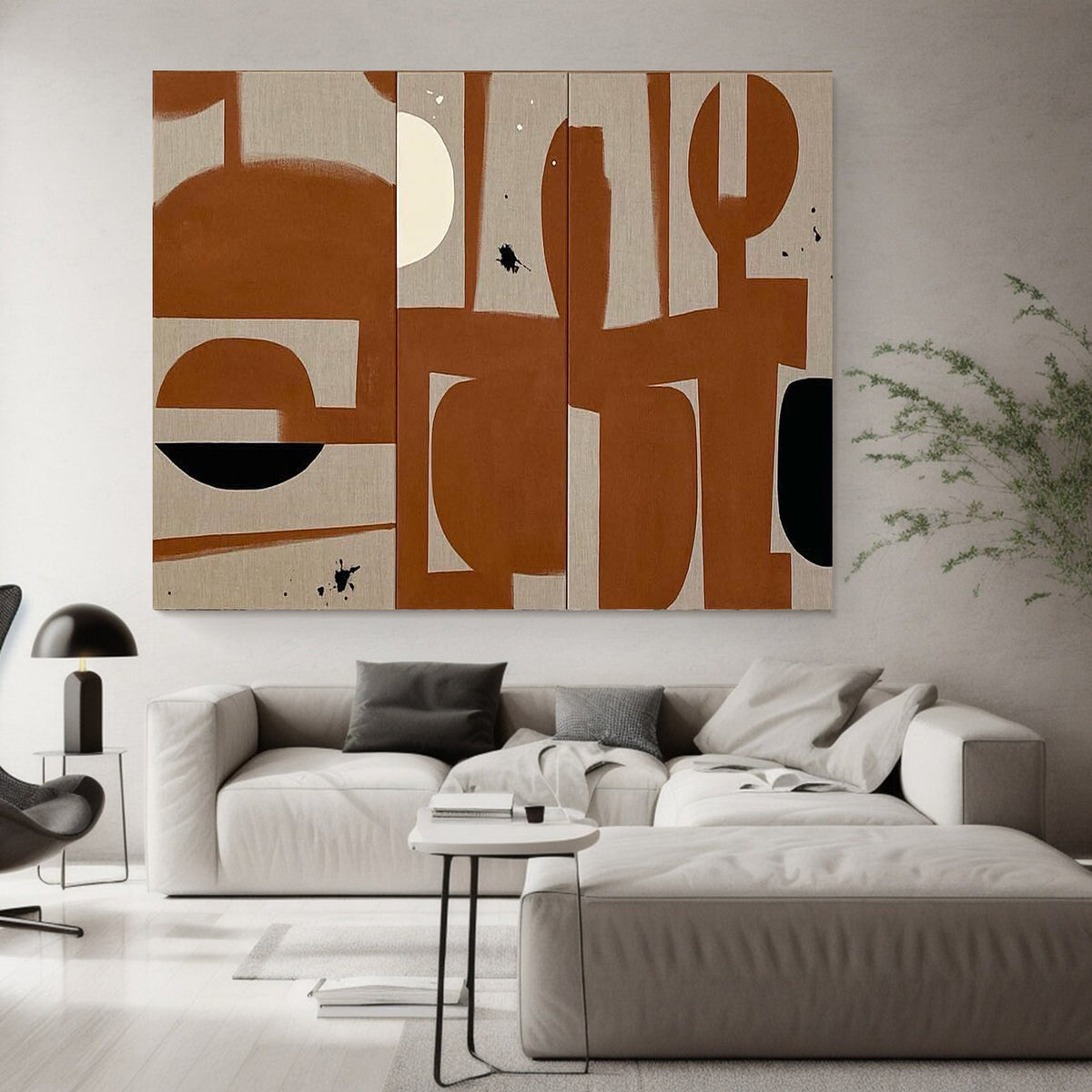 Modern Geometric Canvas Art | Warm Earth Tones Abstract Painting #MMA 053