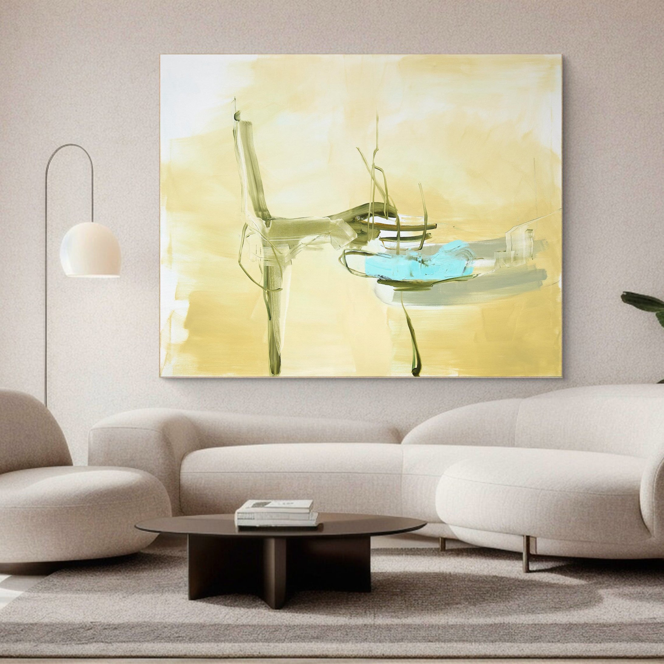 Modern Abstract Canvas Art | Soft Yellow and Tranquil Blue #MCP 005