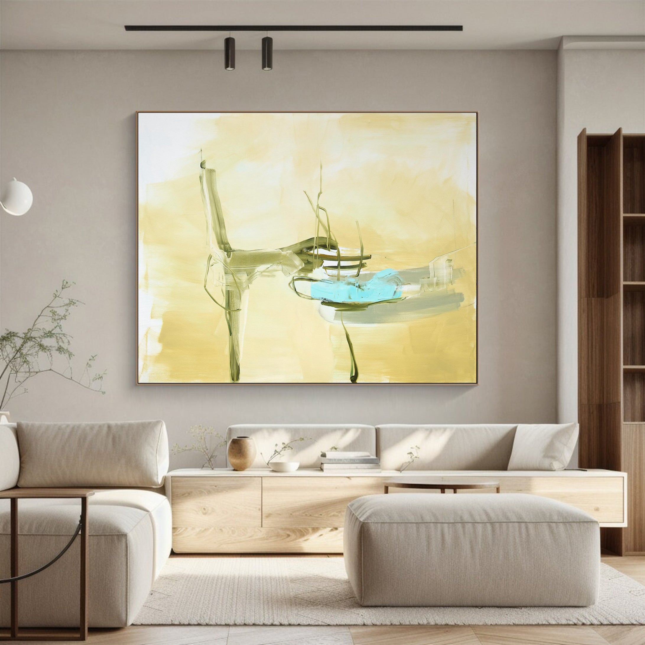 Modern Abstract Canvas Art | Soft Yellow and Tranquil Blue #MCP 005