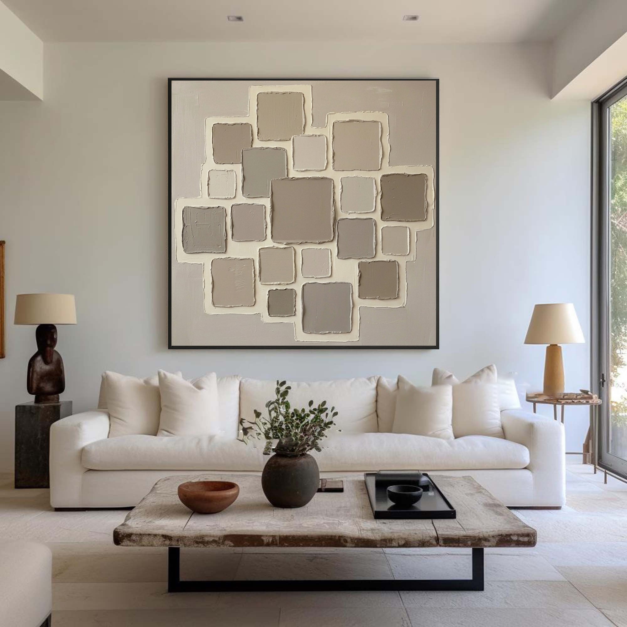 Large Neutral Relief Oil Painting #AVG 002