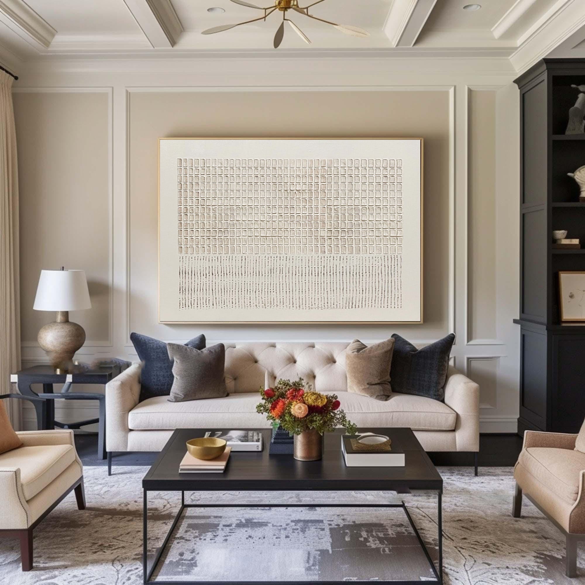 Horizontal Neutral Abstract Wall Art for Living Room | KeiraArt