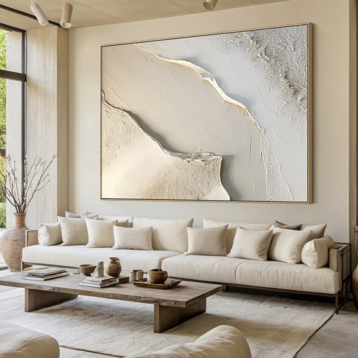 Large Textured Beige Canvas | KeiraArt #AG 182