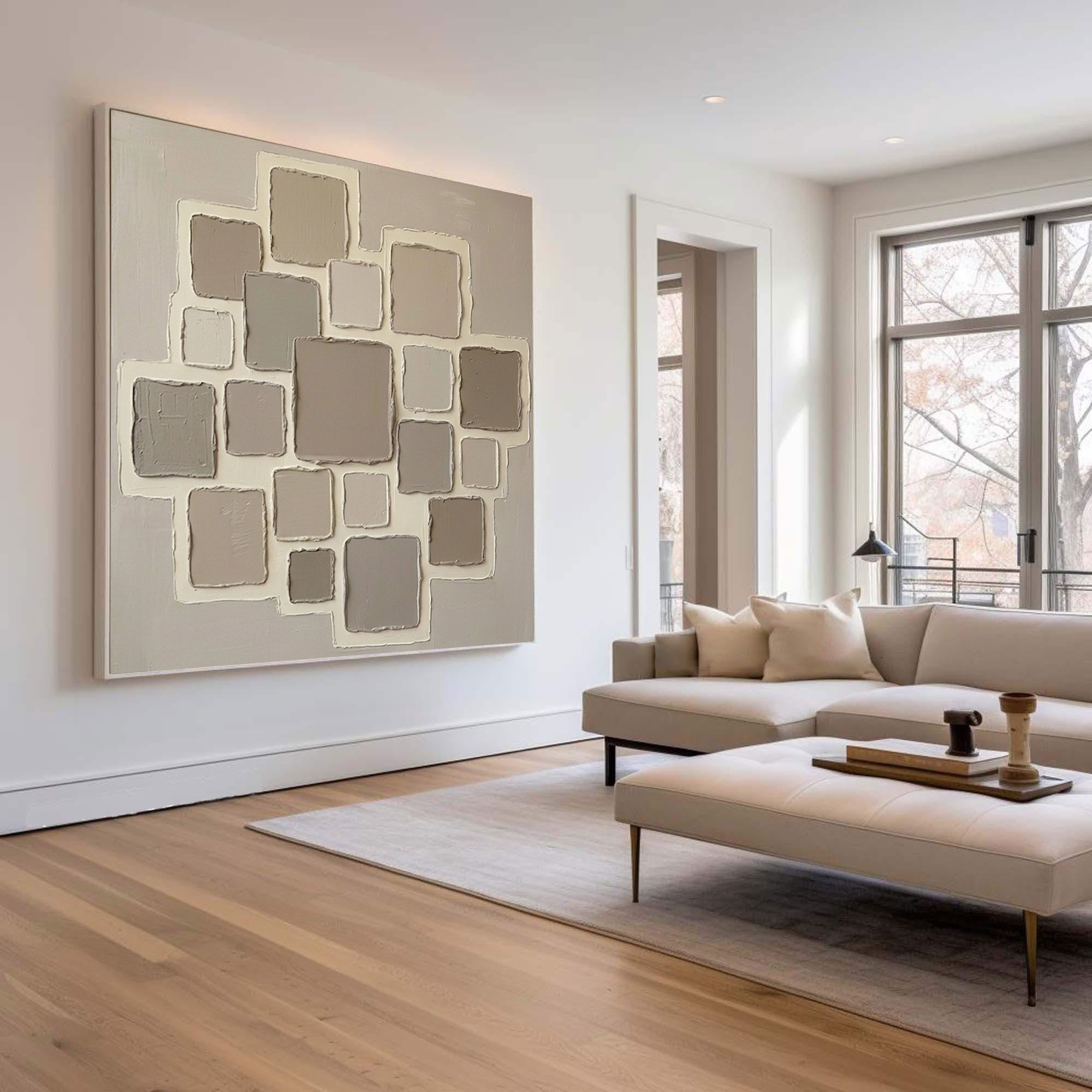 Large Neutral Relief Oil Painting #AVG 002
