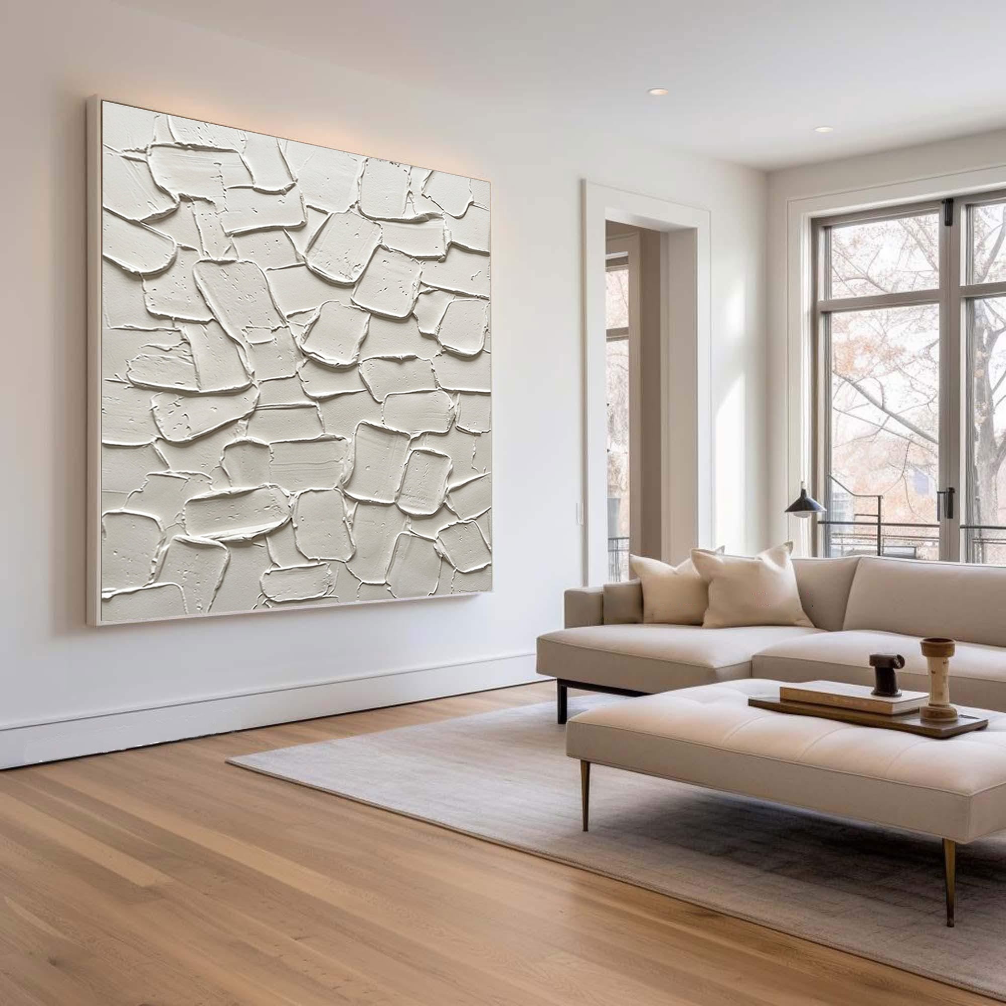 Large Layered Limestone Relief Wall Art Neutral Contemporary Texture Painting