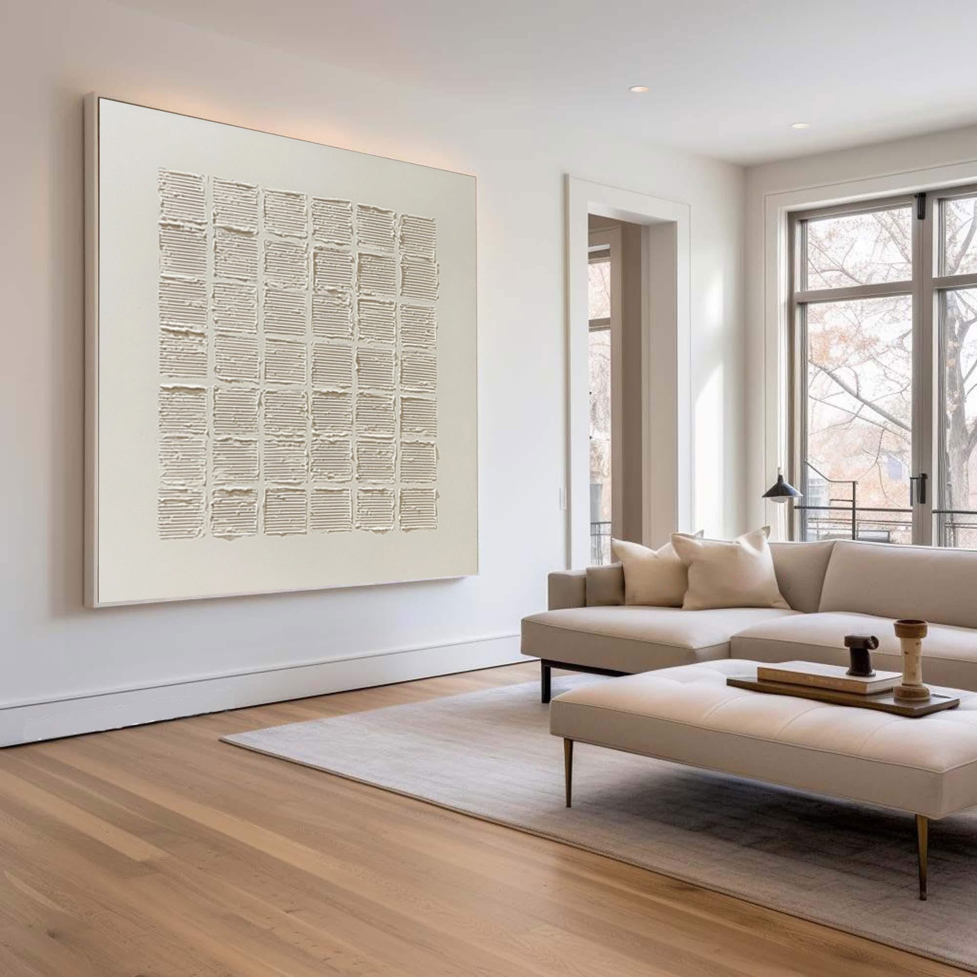 Textured Grid Abstract Art - Modern Minimalist Canvas #AG 060