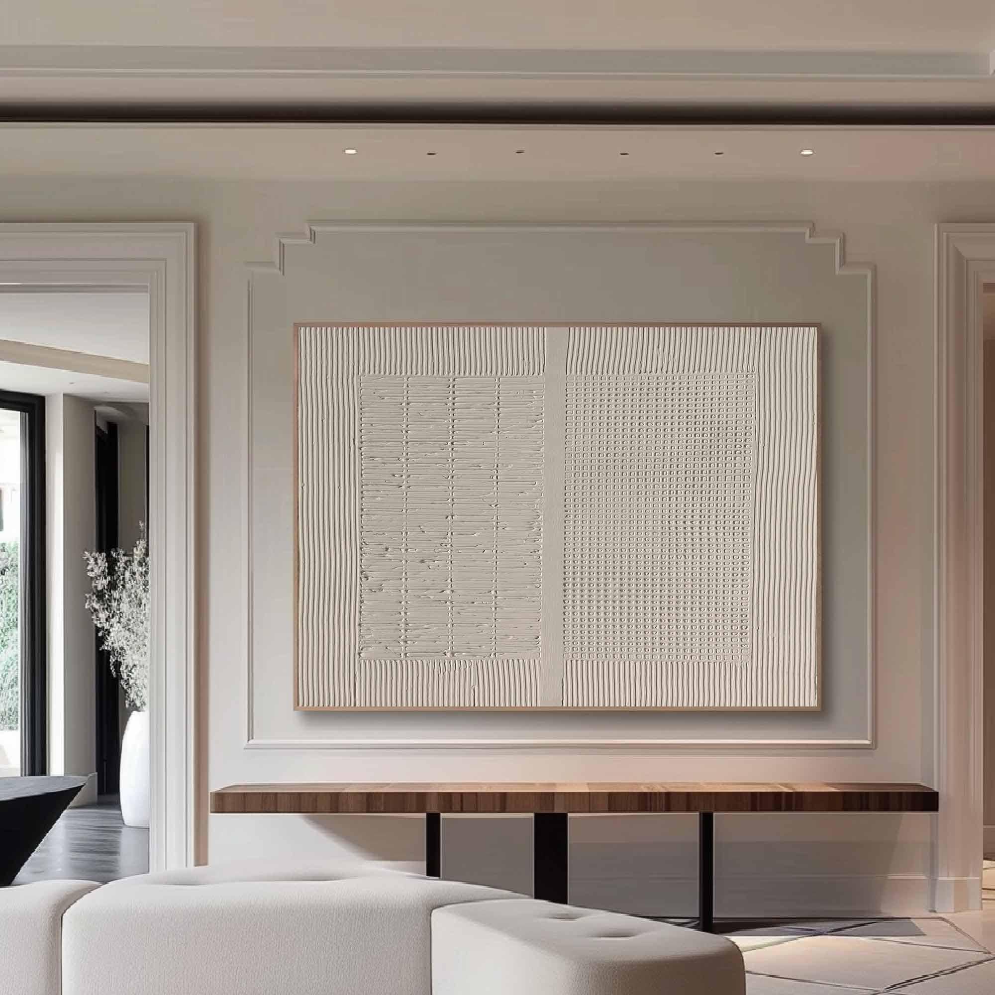 Minimalist Textured Wall Art - Abstract White Relief #AG 056
