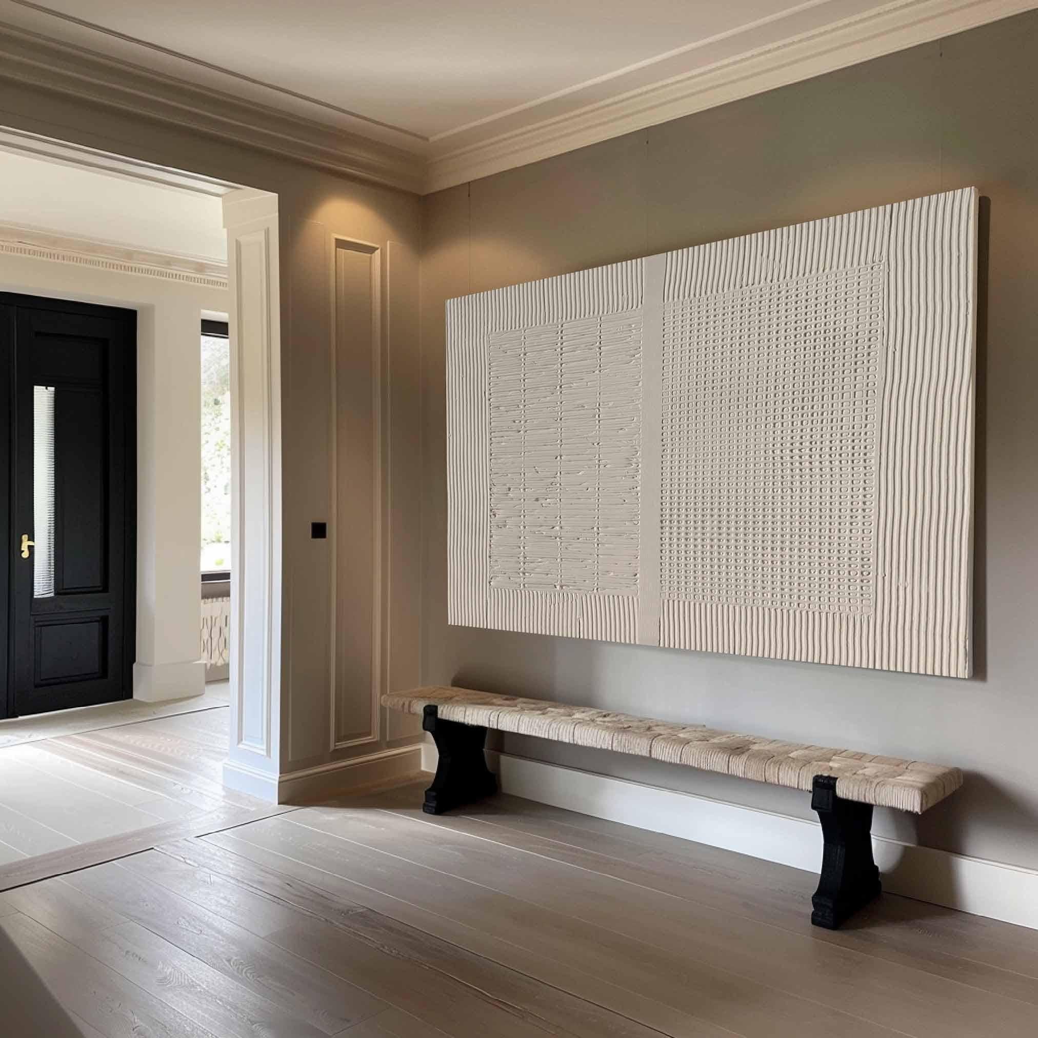 Minimalist Textured Wall Art - Abstract White Relief #AG 056