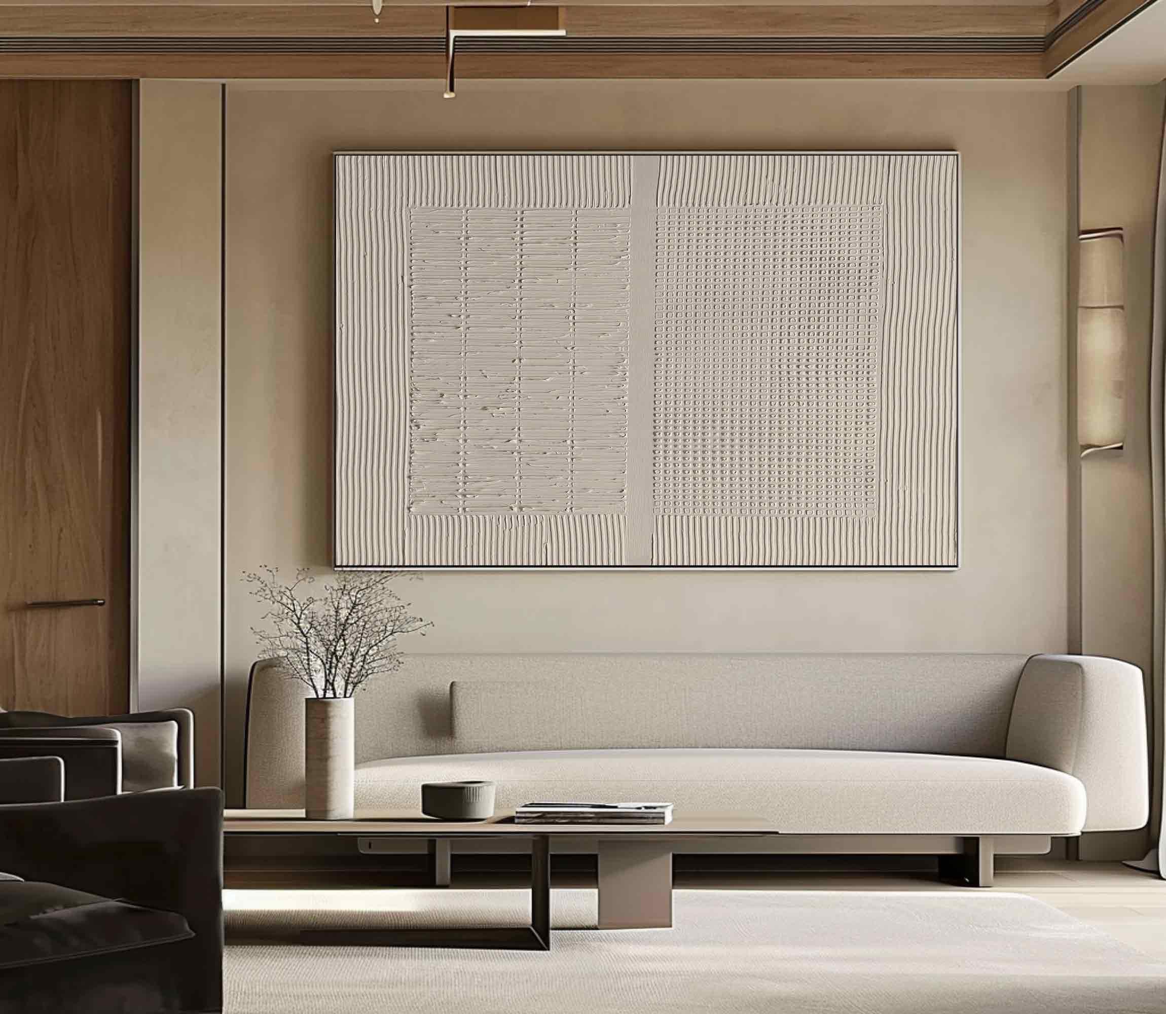 Minimalist Textured Wall Art - Abstract White Relief #AG 056