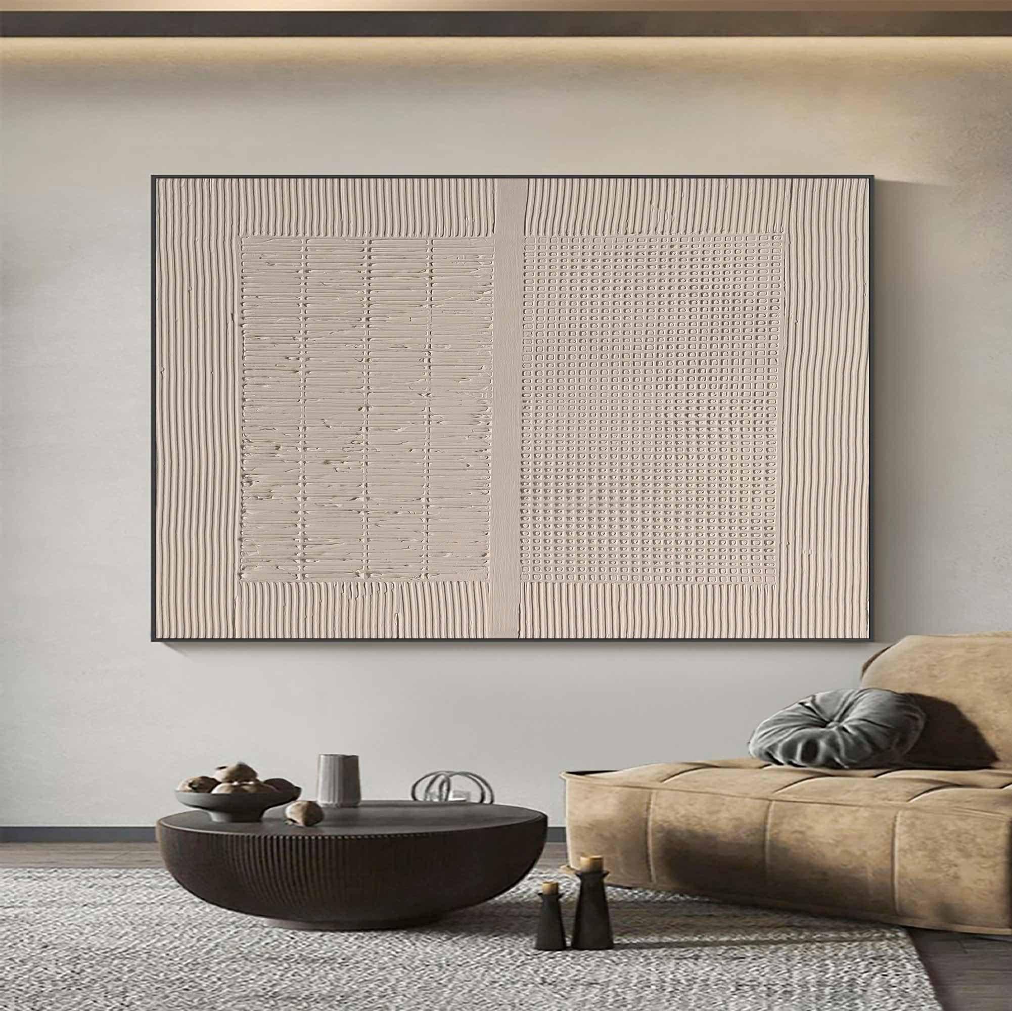 Minimalist Textured Wall Art - Abstract White Relief #AG 056