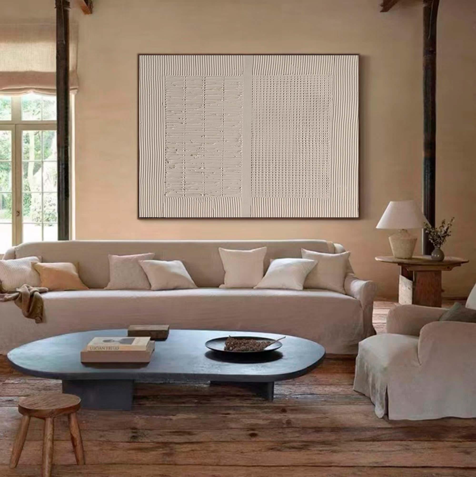 Minimalist Textured Wall Art - Abstract White Relief #AG 056