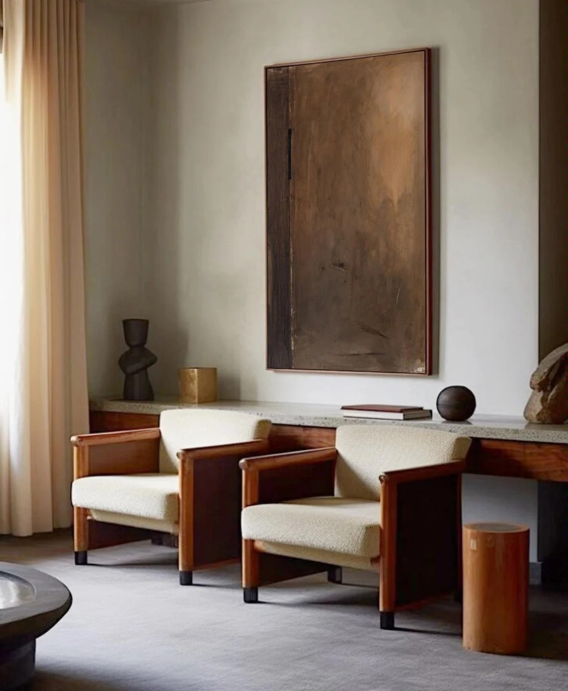 Warm Brown Abstract Art Earth Tones Cozy Wall Decor #AP 085