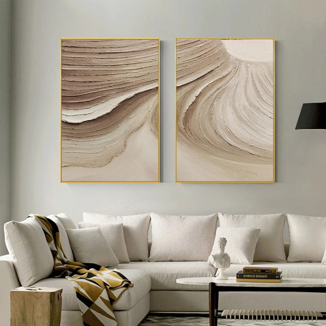 Wabi-Sabi Textured Canvas Neutral Wall Art Set of 2 #AP 106