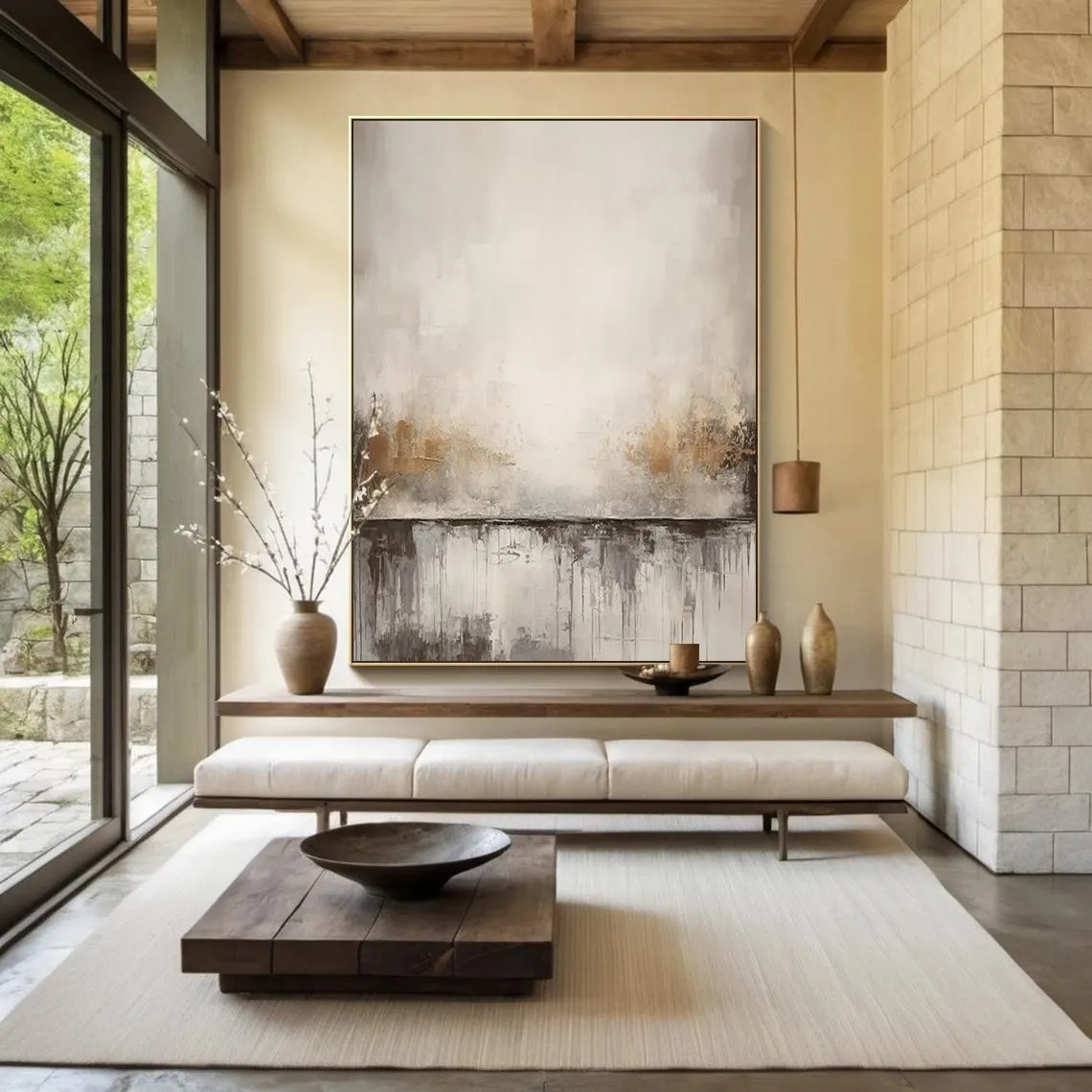Soft Neutral Abstract Canvas for Calm Living Spaces #AP 099