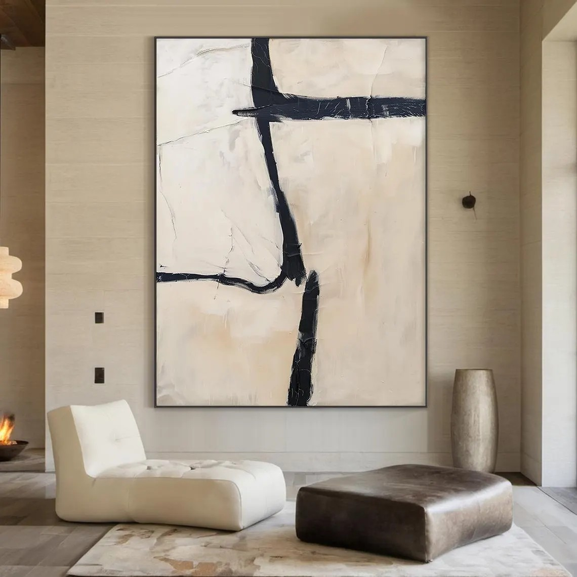 Neutral Tone Abstract Painting - Minimalist Wall Decor Art #AP 110