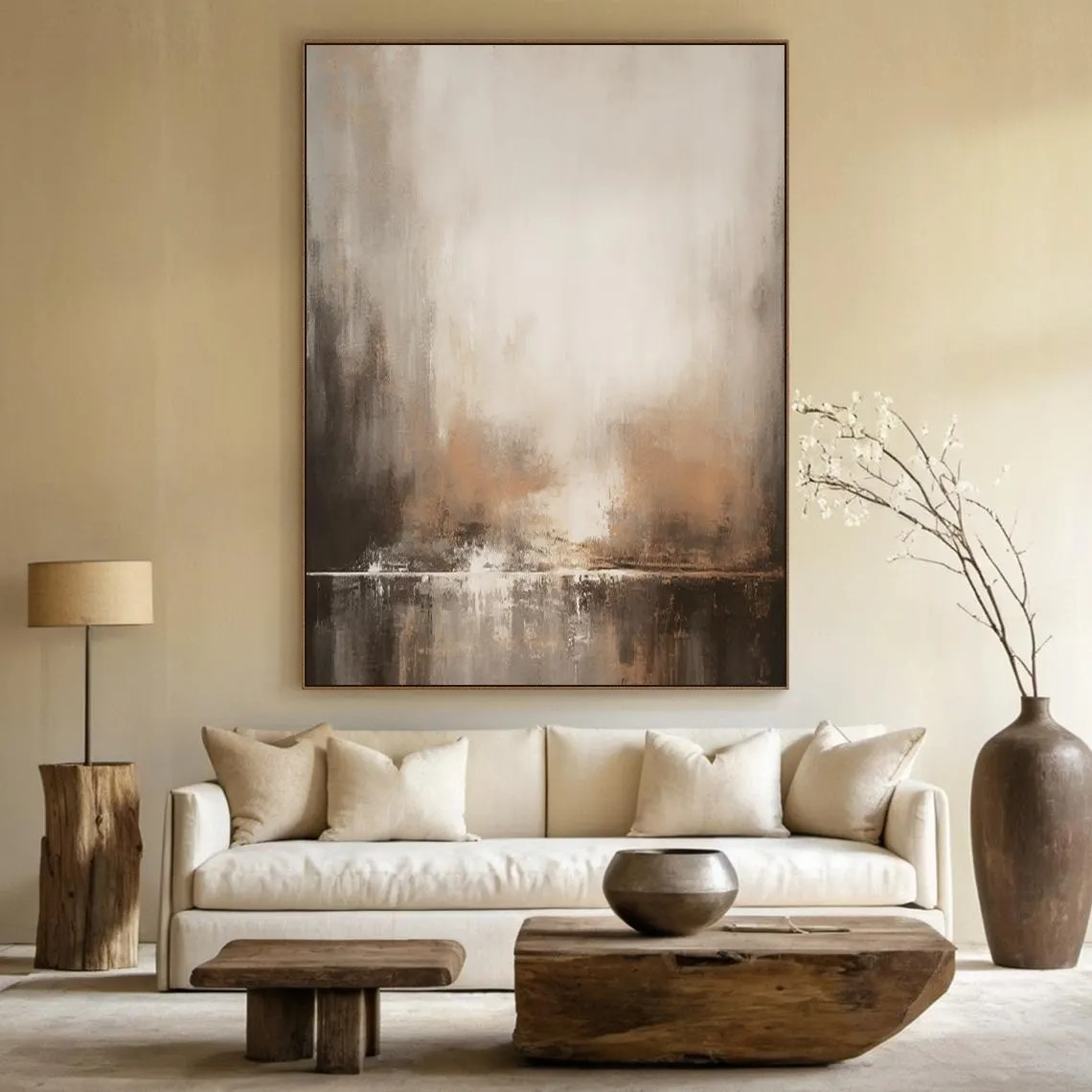 Neutral Brown Abstract Landscape Art for Modern Spaces #AP 097