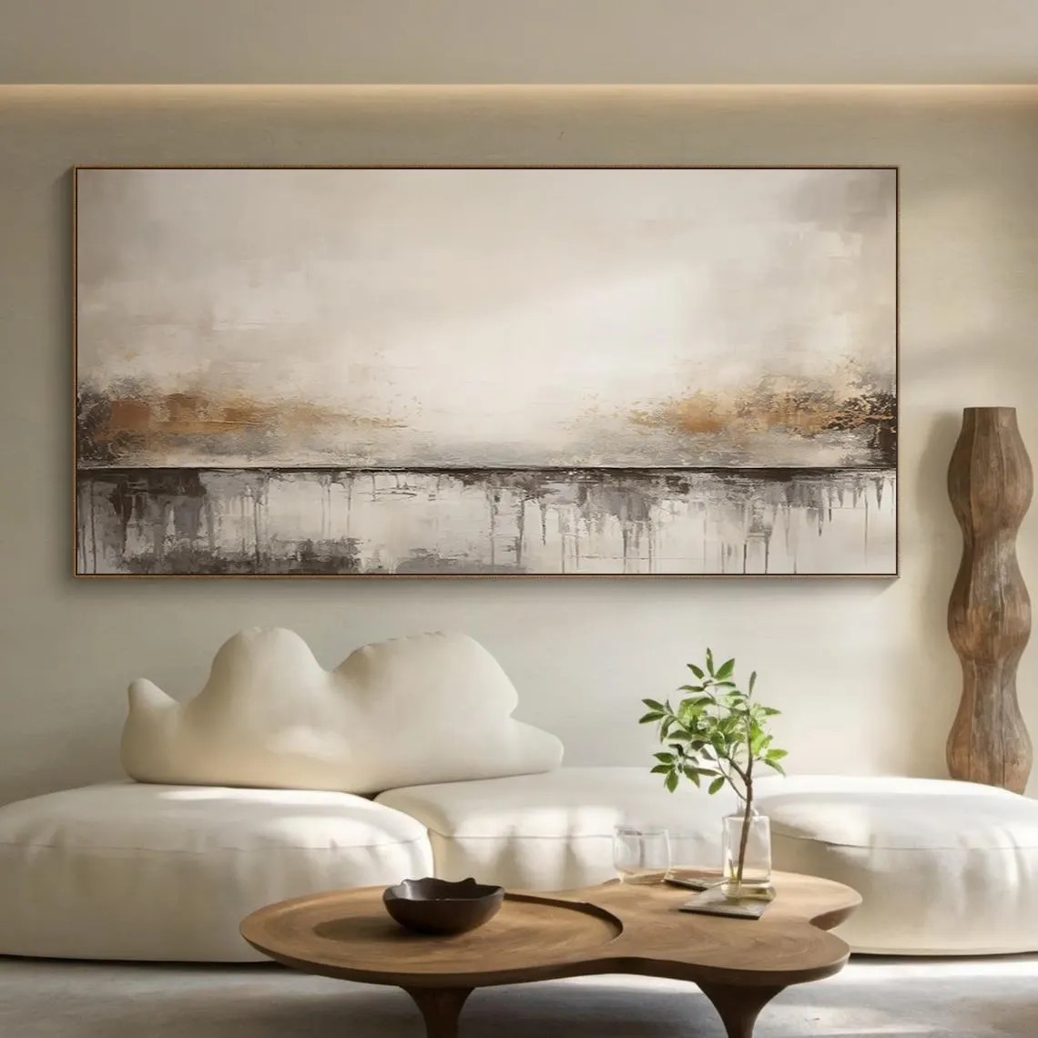 Soft Neutral Abstract Canvas