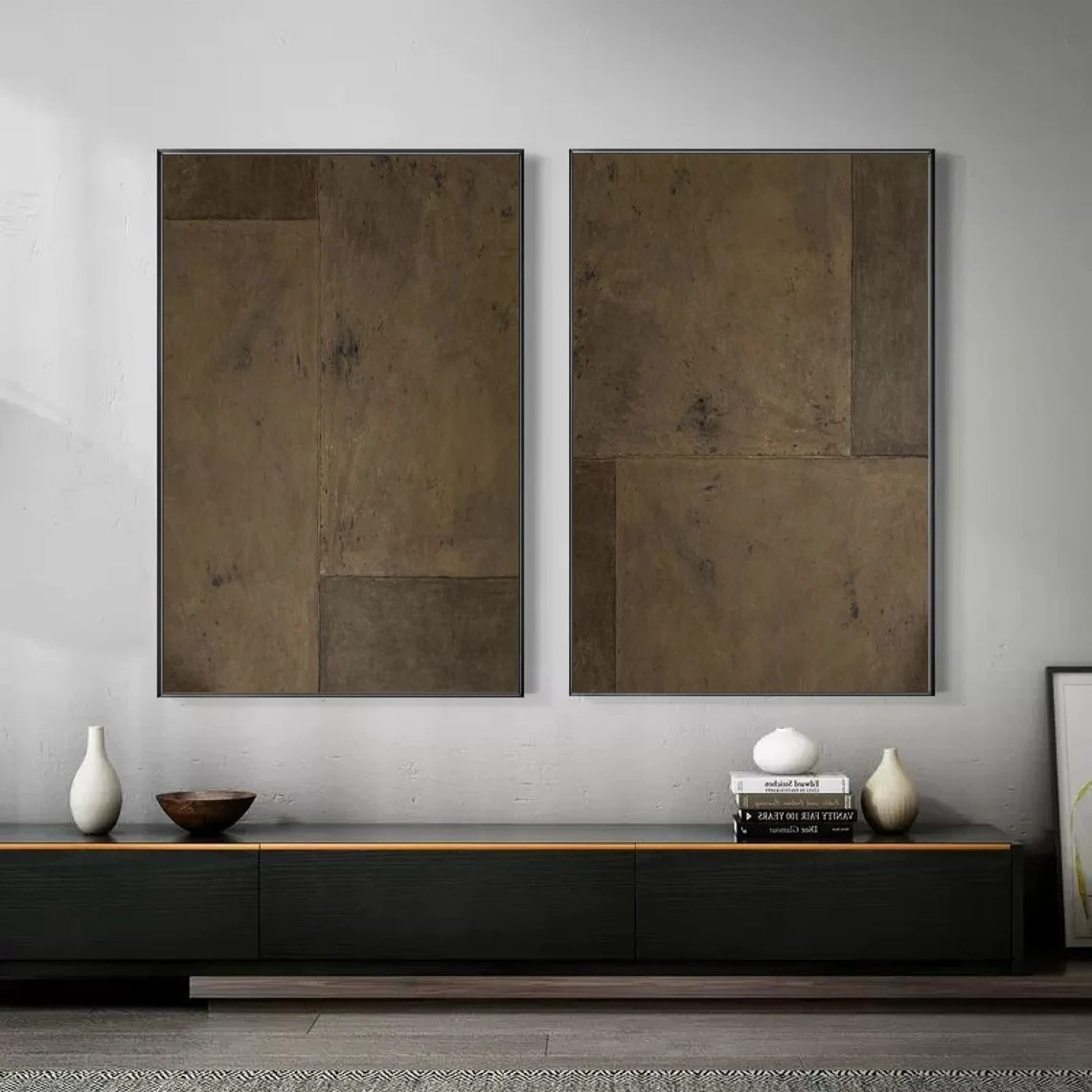 Wabi-Sabi Canvas Art – Earthy Textured Wall Decor #AP 116