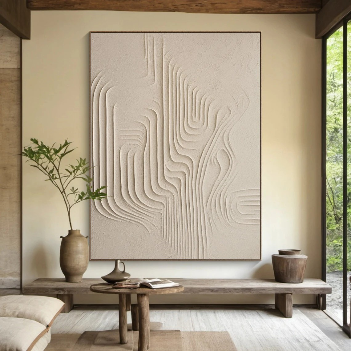 Textured 3D Abstract Painting - Beige Minimalist Art #AP 111