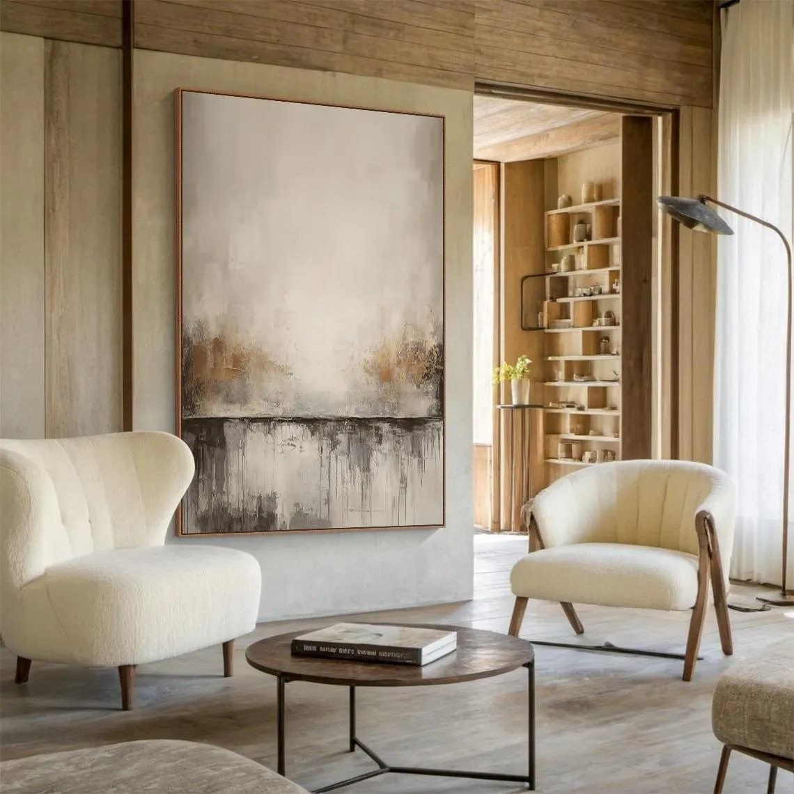 Soft Neutral Abstract Canvas for Calm Living Spaces #AP 099