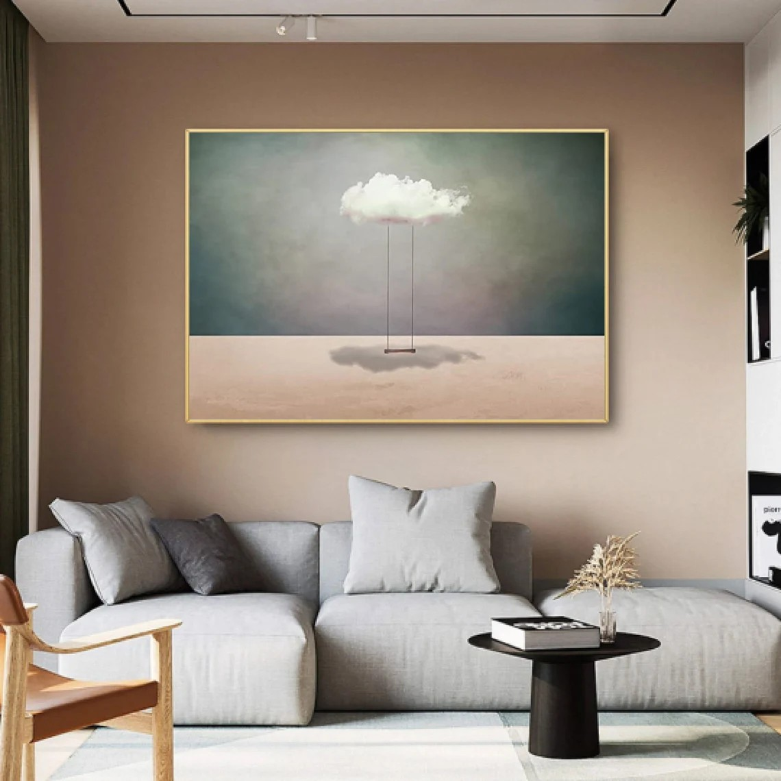 Surreal Cloud Swing Painting Dreamy Abstract Art #OS 075