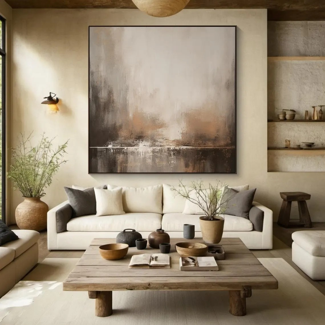 Neutral Brown Abstract Landscape Art for Modern Spaces #AP 097