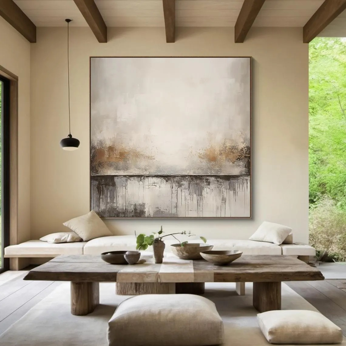 Soft Neutral Abstract Canvas for Calm Living Spaces #AP 099