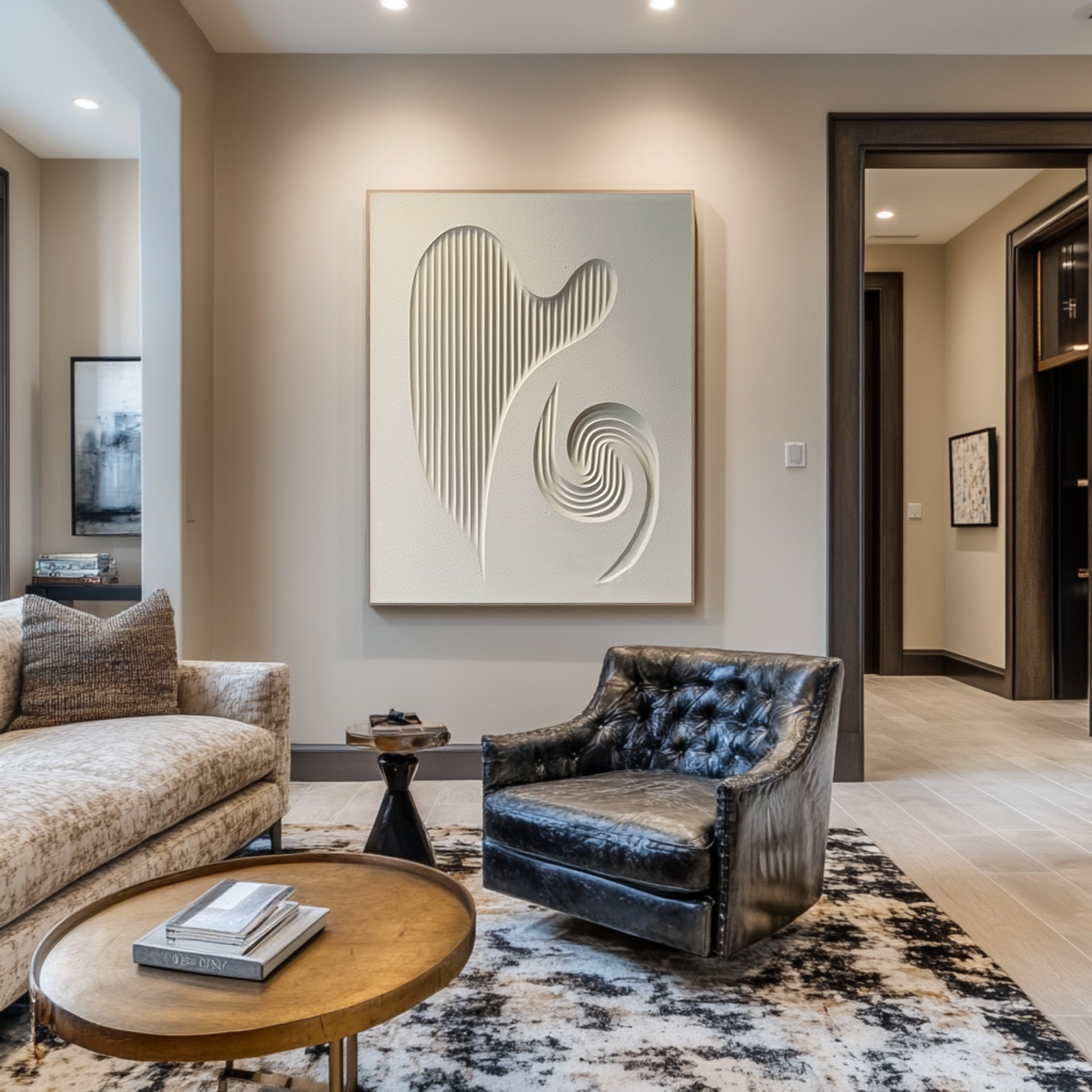 Modern White Relief Abstract Art Minimalist 3D Artwork #AG 081