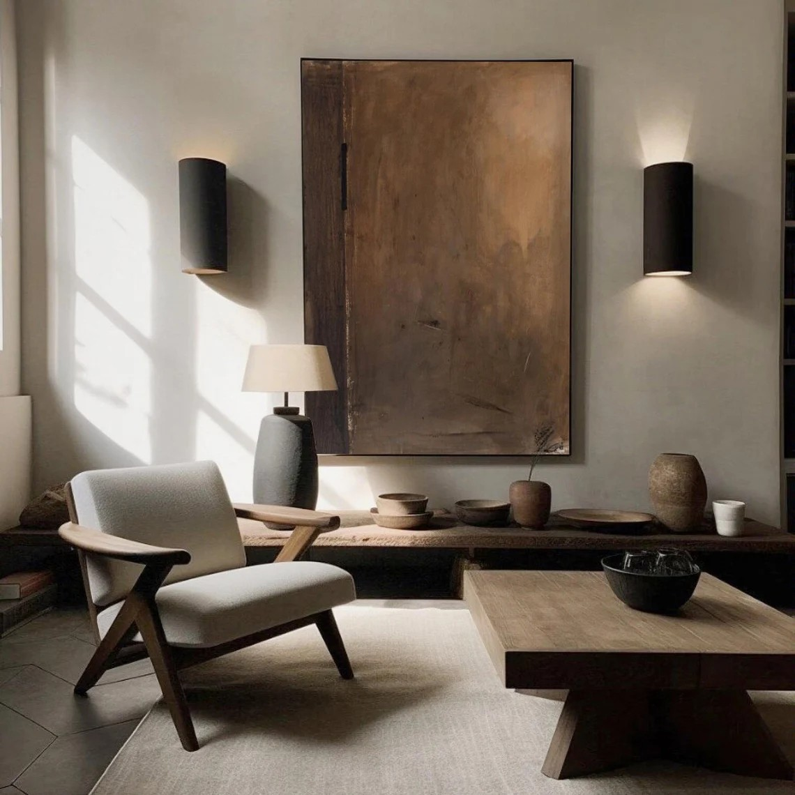 Warm Brown Abstract Art Earth Tones Cozy Wall Decor #AP 085