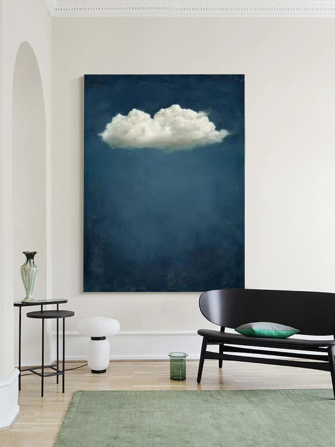 Minimalist Blue Sky and Abstract Cloud Art Modern Wall Decor #OS 073