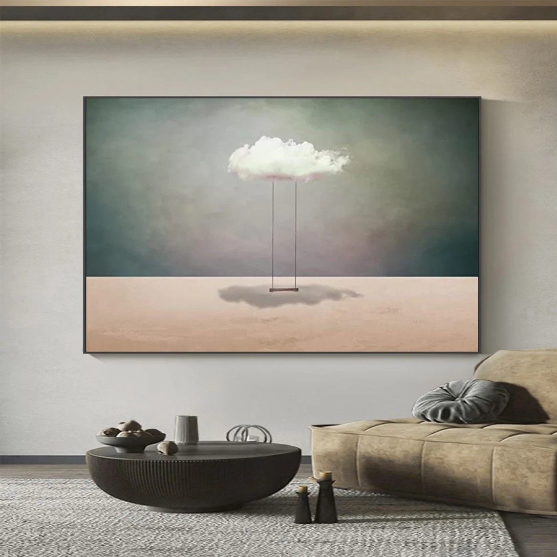 Surreal Cloud Swing Painting Dreamy Abstract Art #OS 075