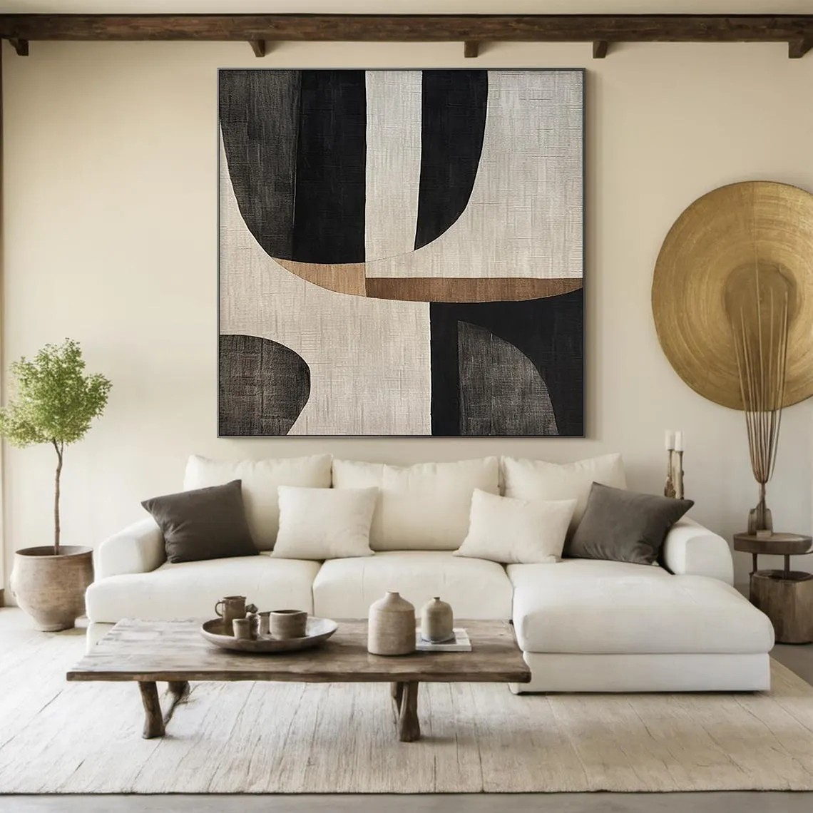 Modern Abstract Canvas Art – Neutral Geometric Wall Decor #MMA 187