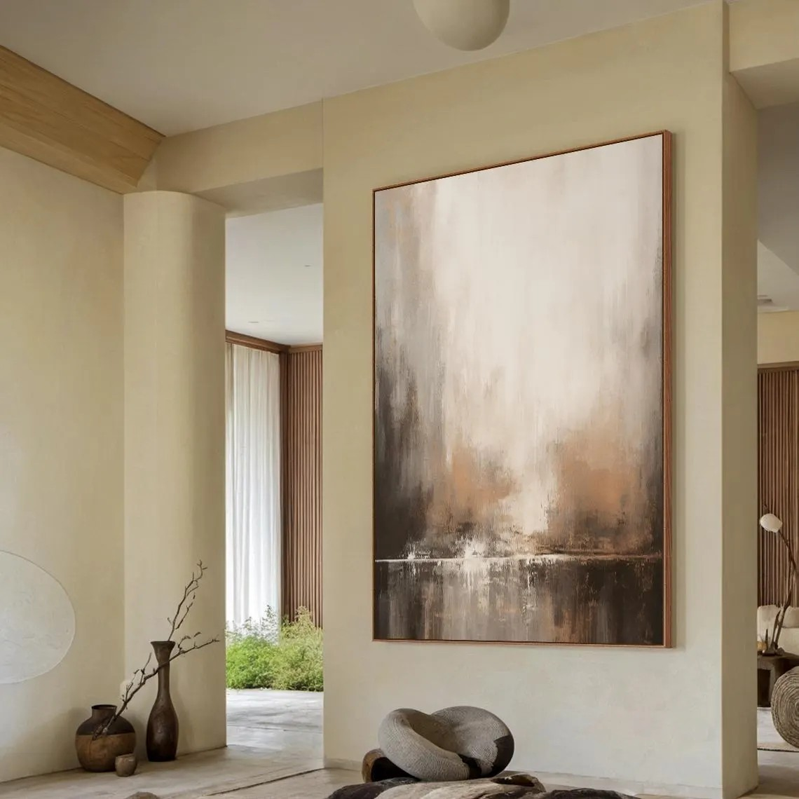 Neutral Brown Abstract Landscape Art for Modern Spaces #AP 097