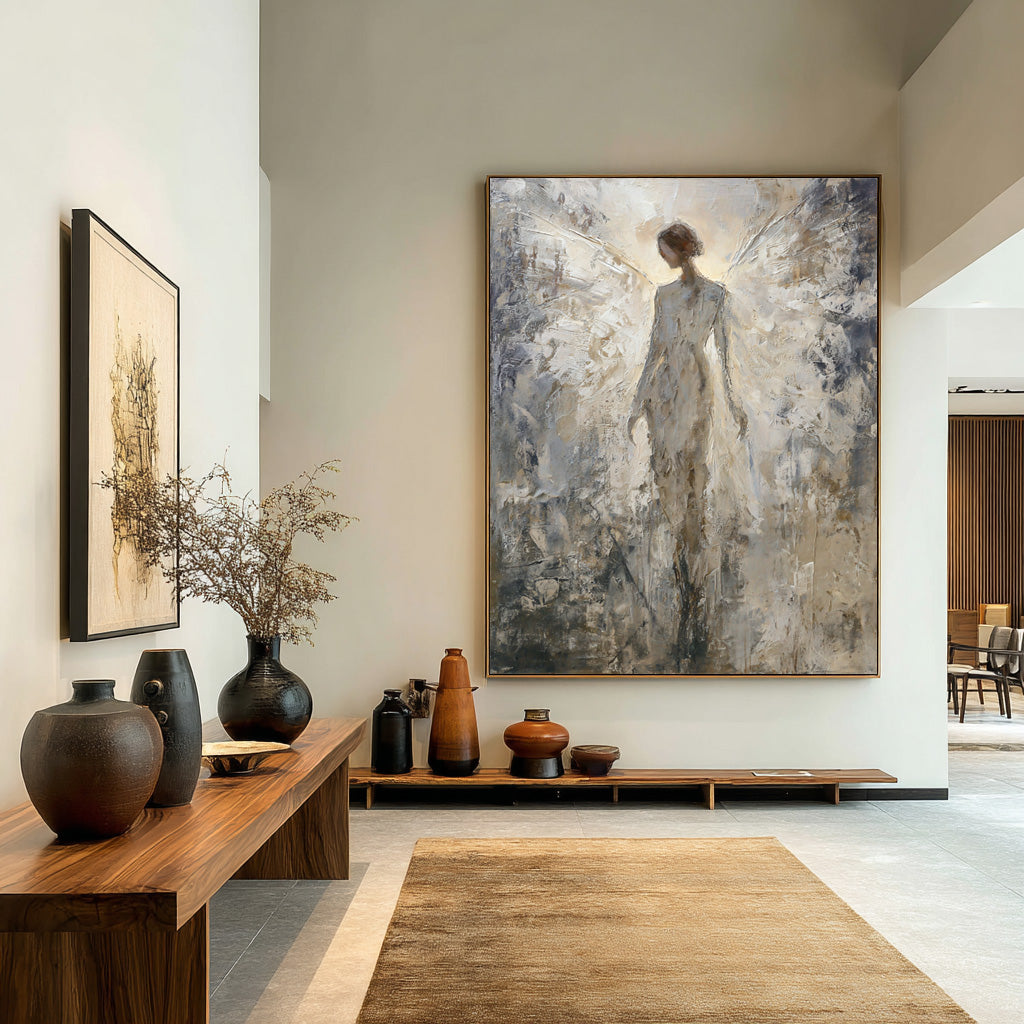 Serene Neutral Abstract Figure Canvas Art #AG 010