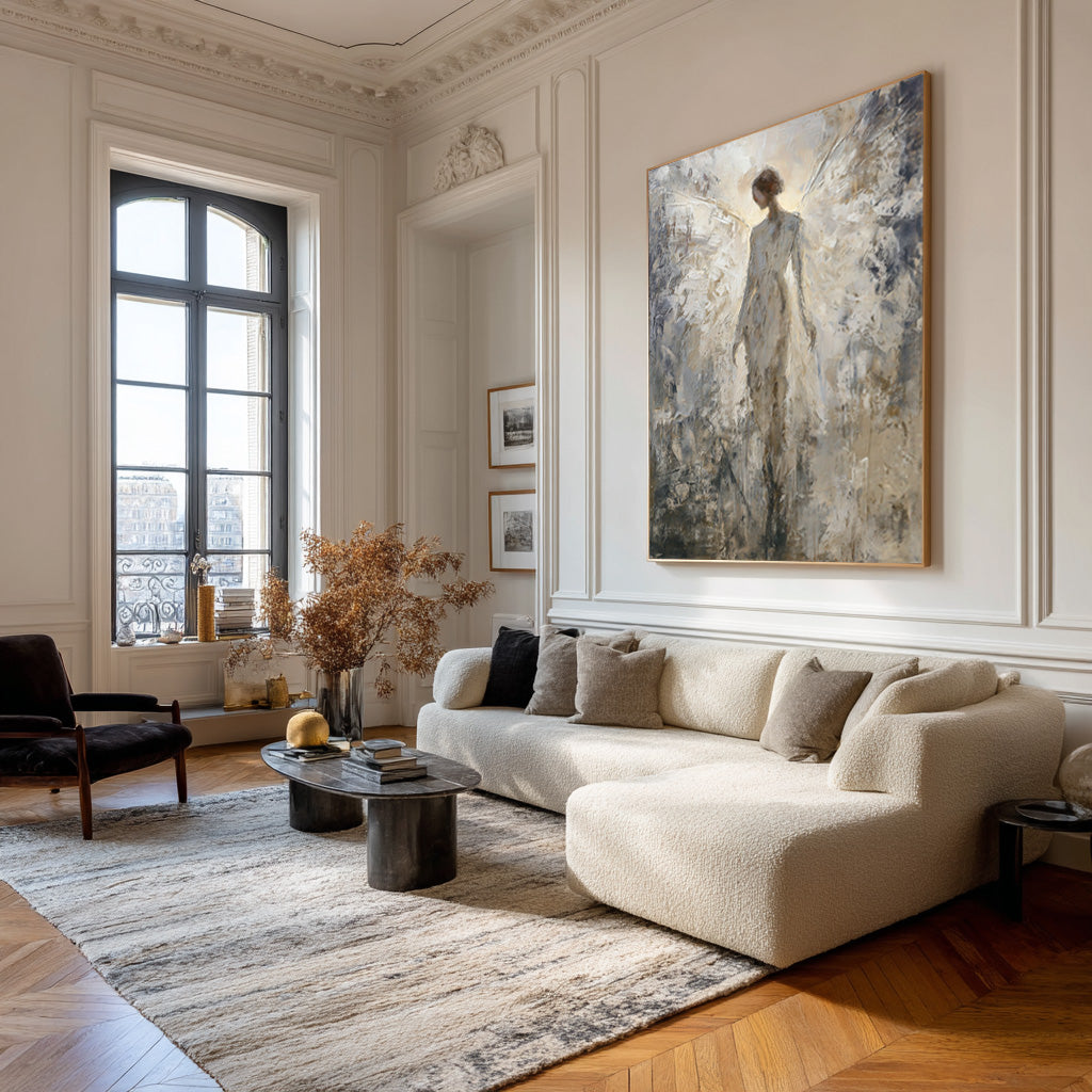 Serene Neutral Abstract Figure Canvas Art #AG 010