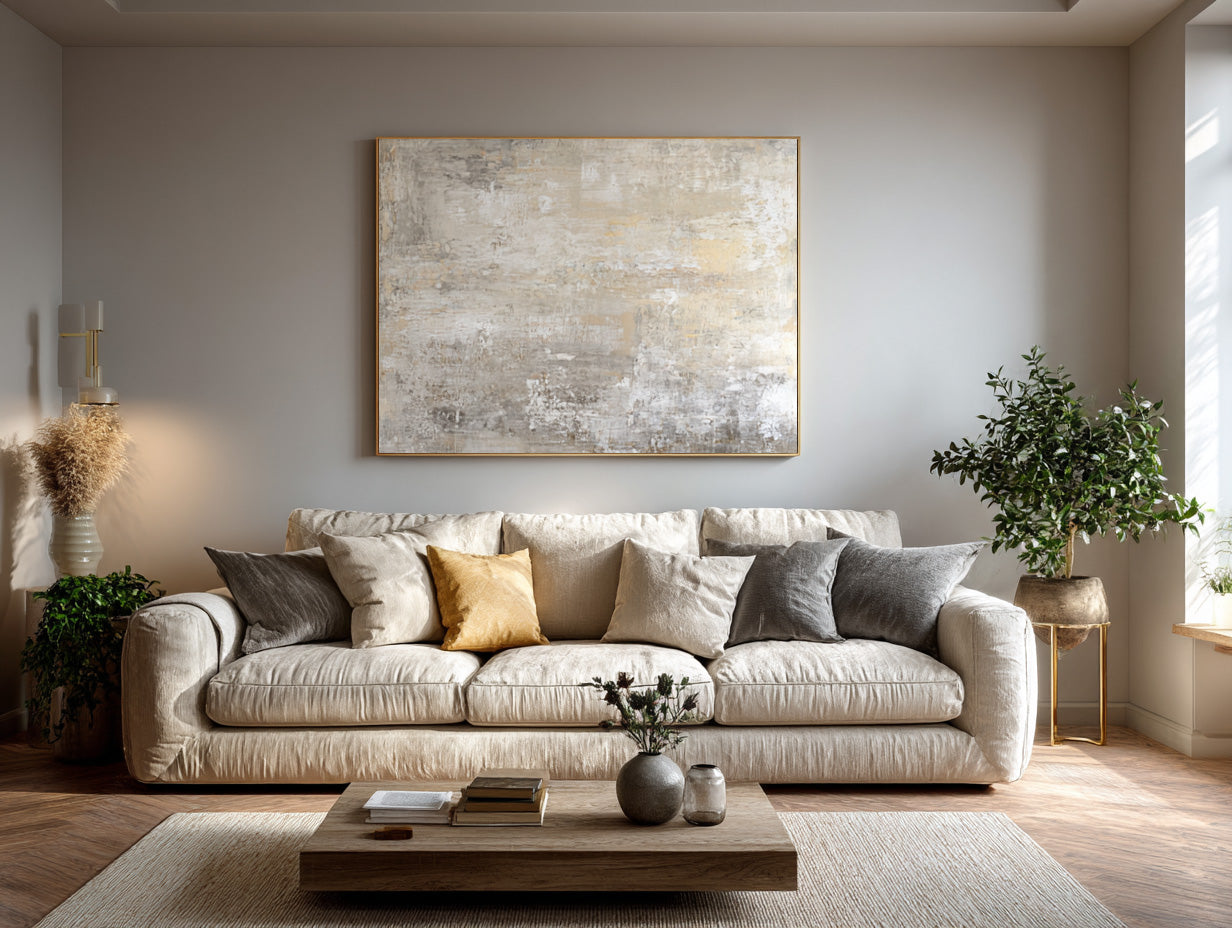 Beige & Gold Abstract Canvas for Modern Home Decor #AG 003