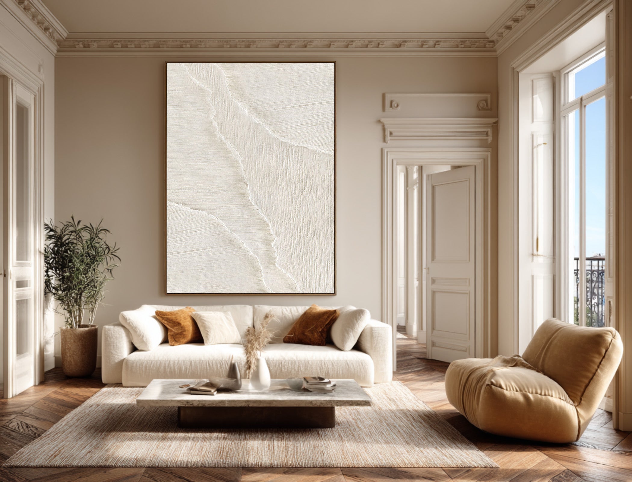 Vertical Abstract Sand Art - Modern Textured Wall Decor #AG 071