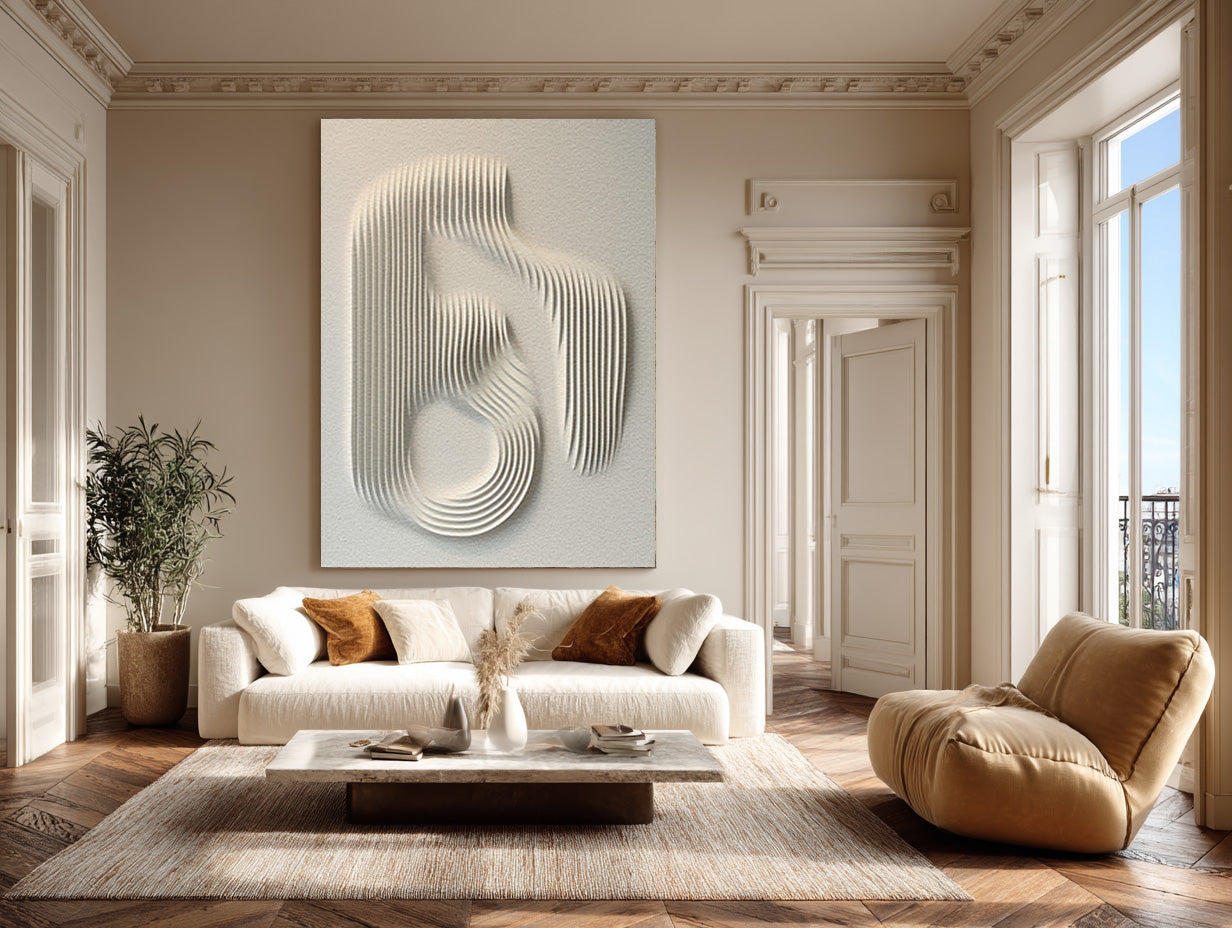 Large Vintage Abstract Oil Painting | Wabi-Sabi Wall Art #AG 080