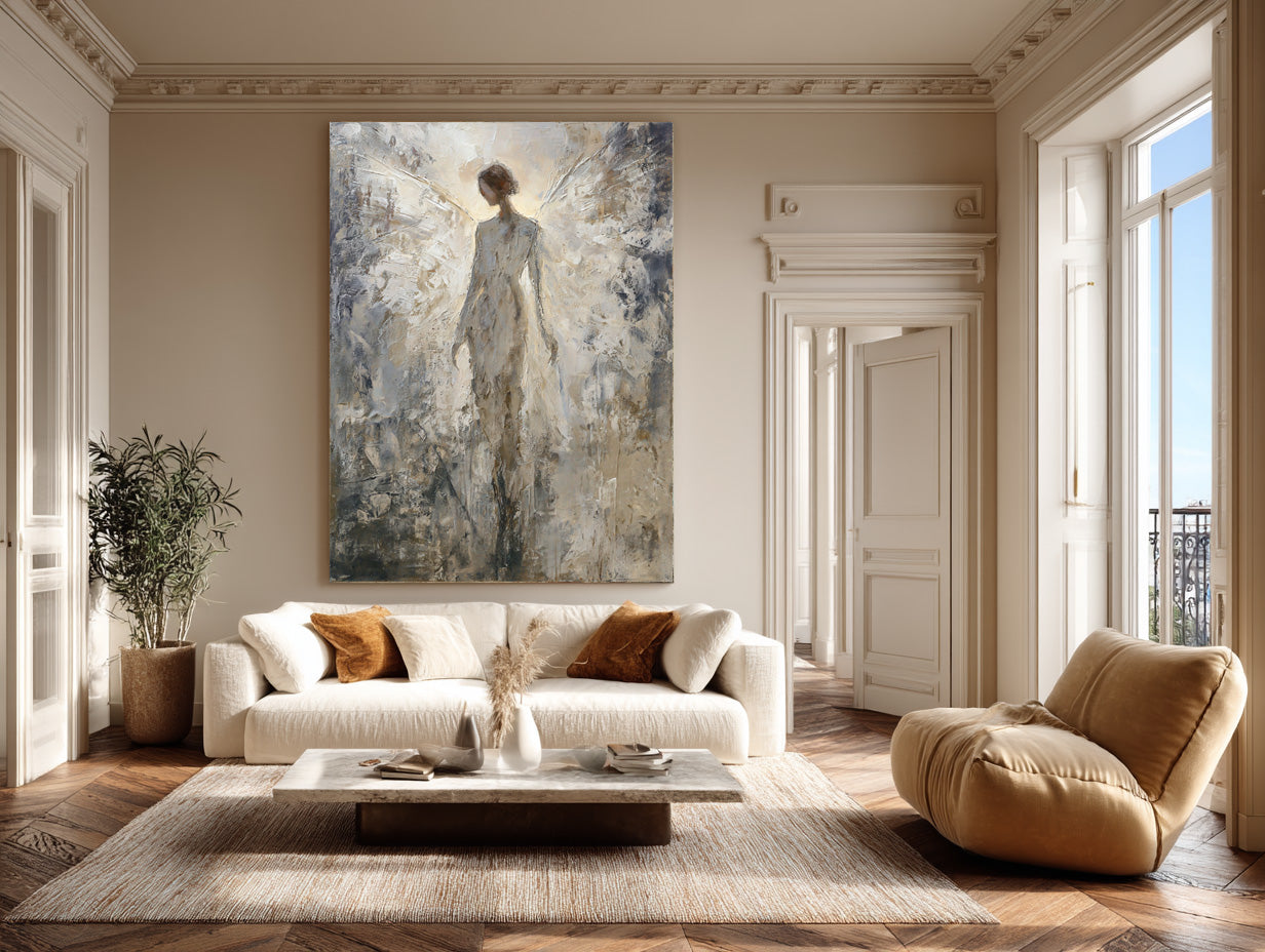 Serene Neutral Abstract Figure Canvas Art #AG 010