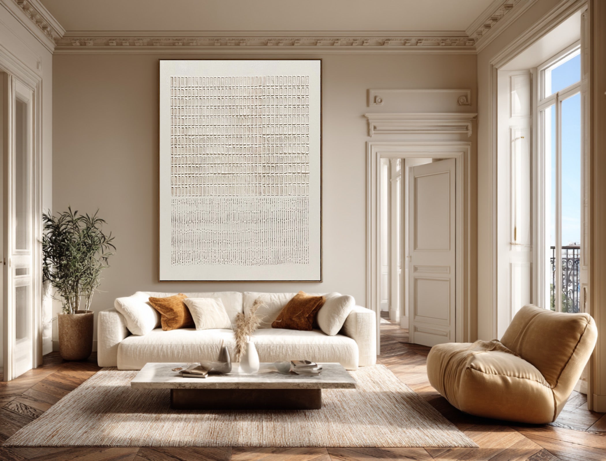 Vertical Minimal Abstract Wall Art for Living Room | KeiraArt