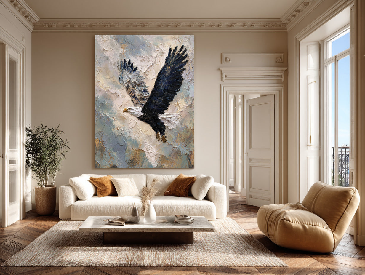 Majestic Eagle Flight Art - Abstract Textured Canvas #AG 052