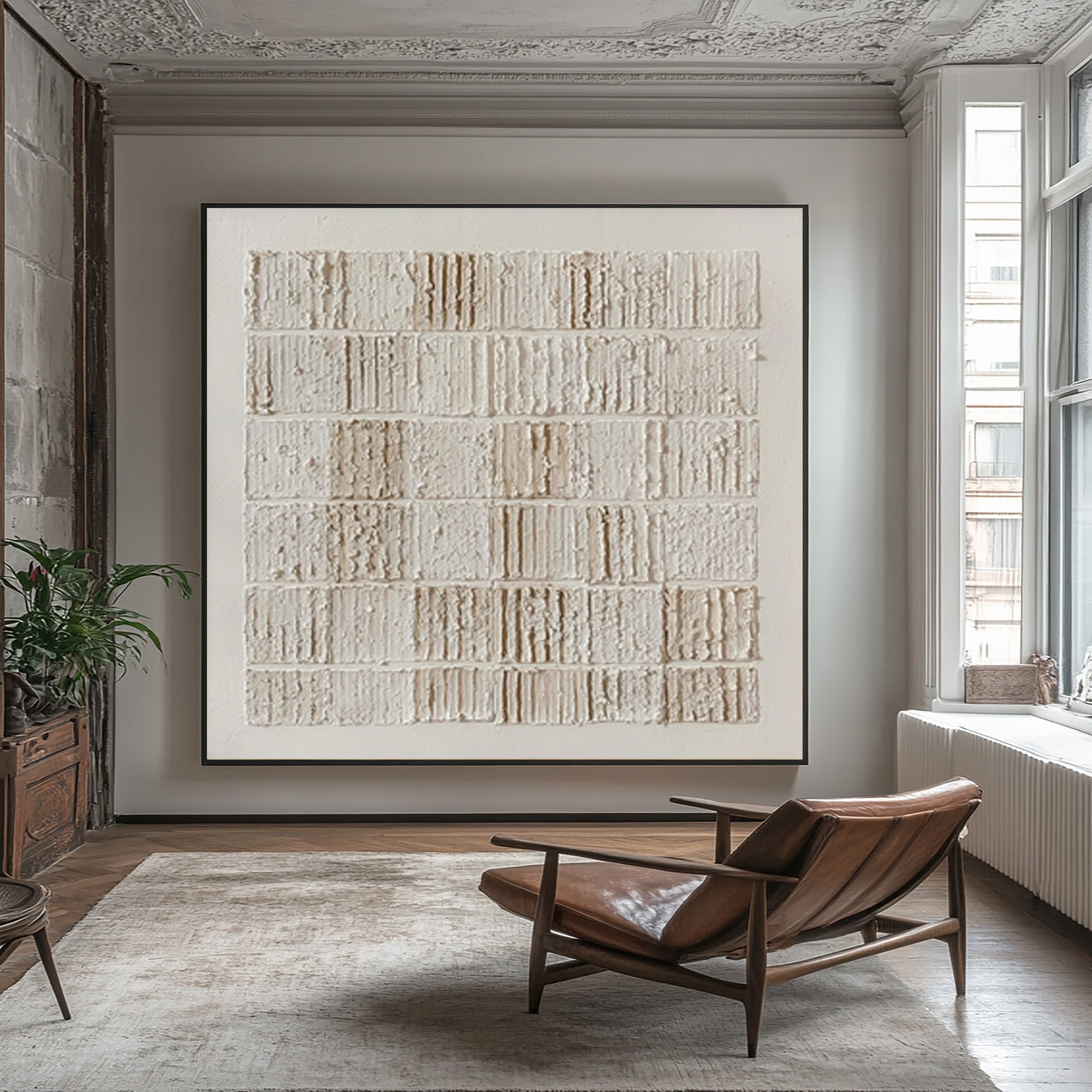 White Textured Abstract Art - Modern Minimal Decor #AG 057