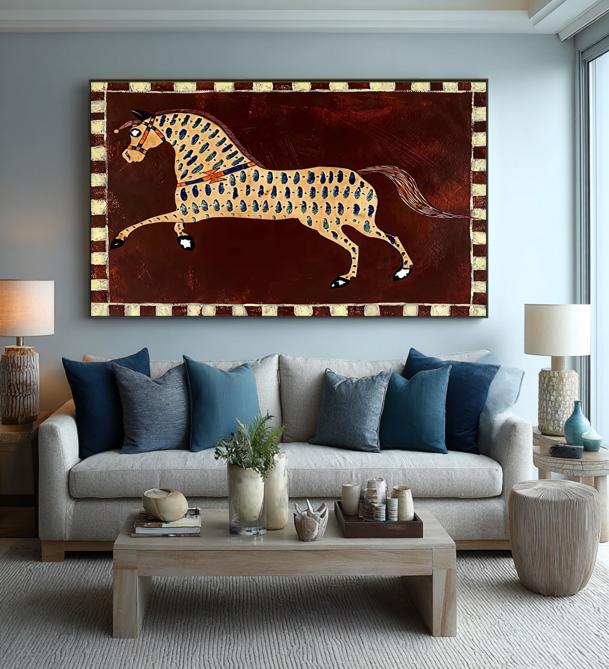 Large Decorative Horse Painting Rustic Contemporary Wall Art | KeiraArt