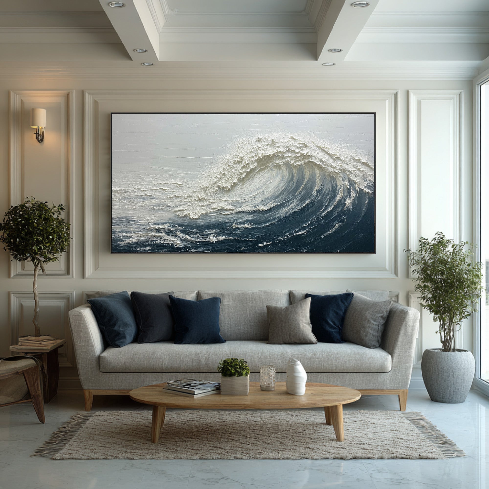 Ocean Wave Textured Art - Dynamic Coastal Painting #AG 062
