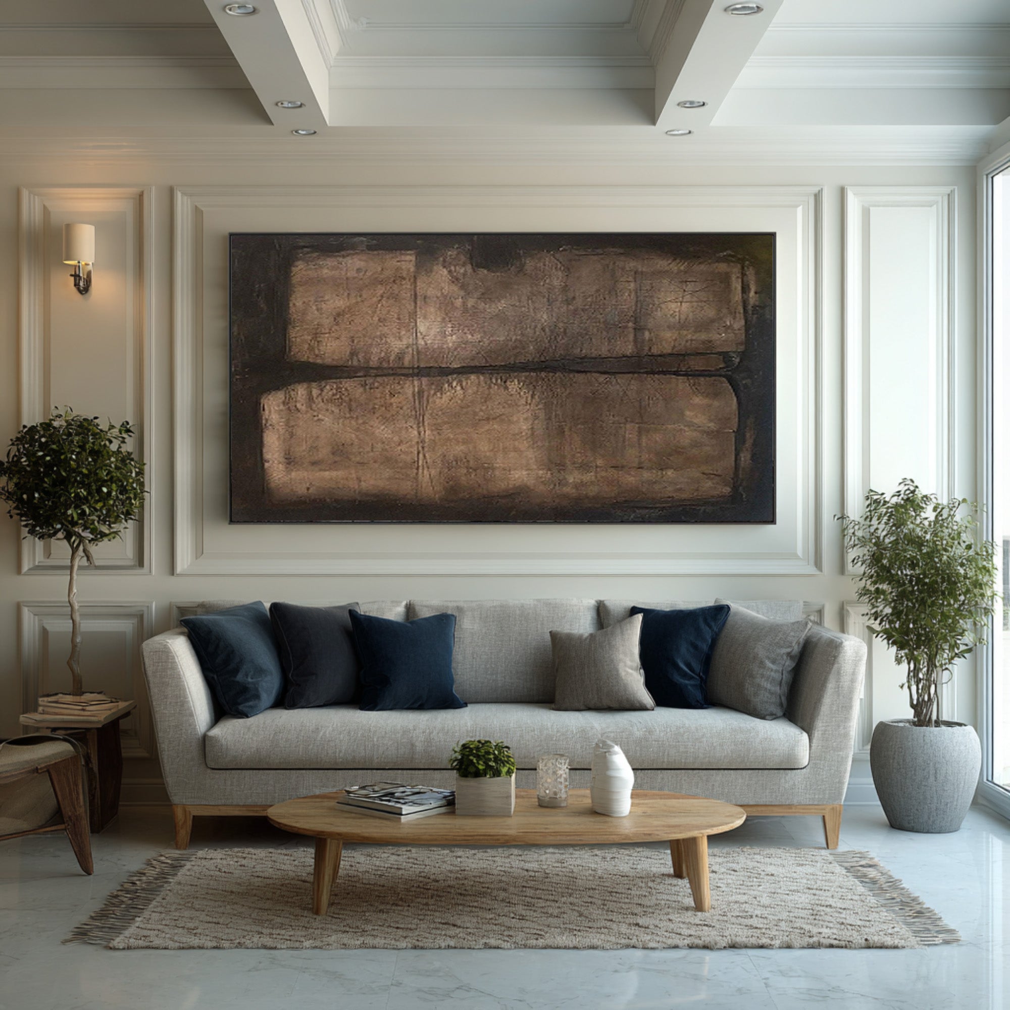 Textured Brown Abstract Diptych Wall Art #AG 079