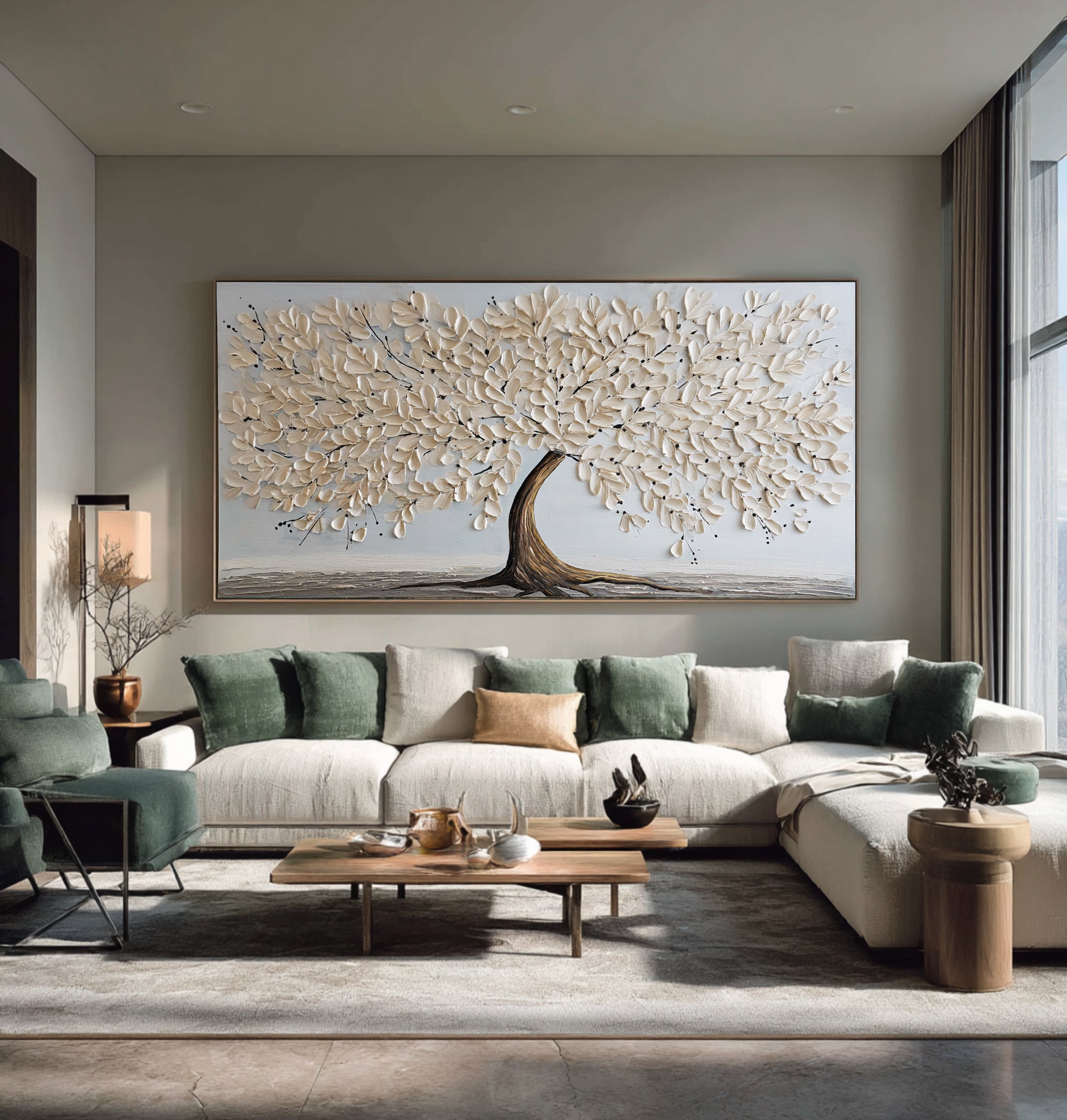 Textured Tree of Life Art - Neutral Abstract Painting #AG 064