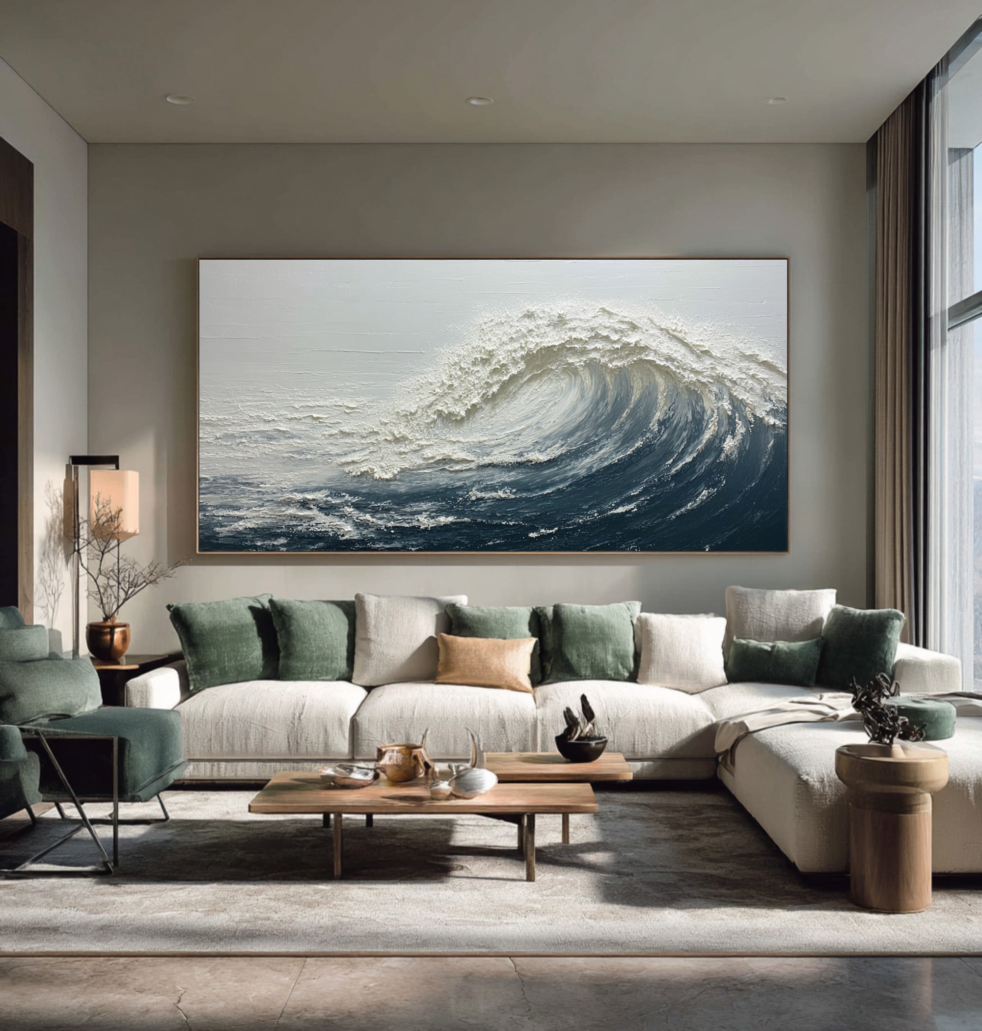 Ocean Wave Textured Art - Dynamic Coastal Painting #AG 062