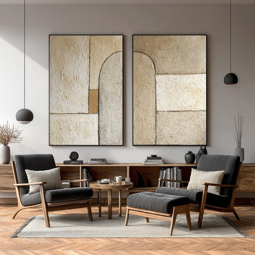 Modern Farmhouse Textured Wall Art Set Of 2 #AG 023